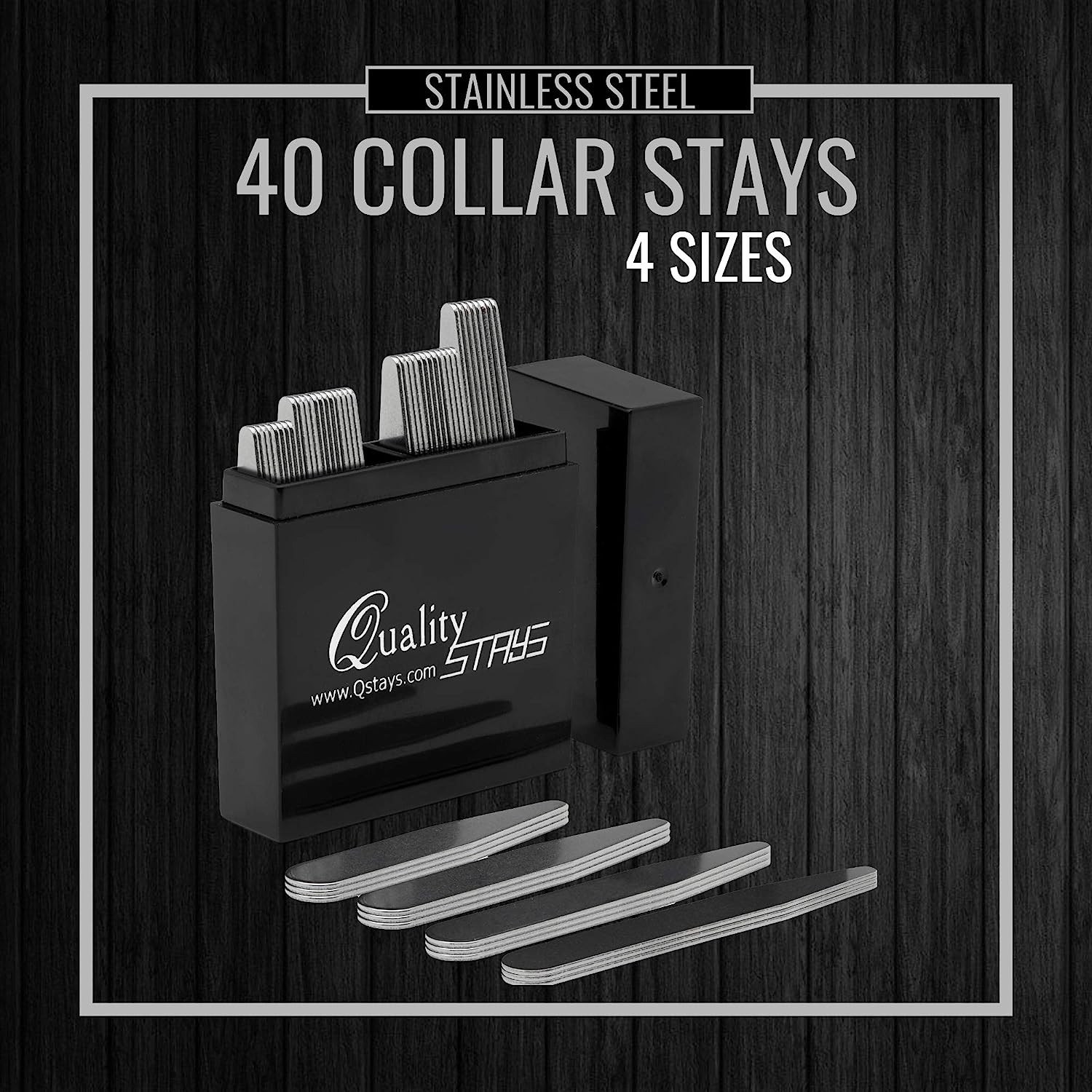 Metal Collar Stays for Men – 40-Piece Set in 4 Sizes for Dress Shirts by