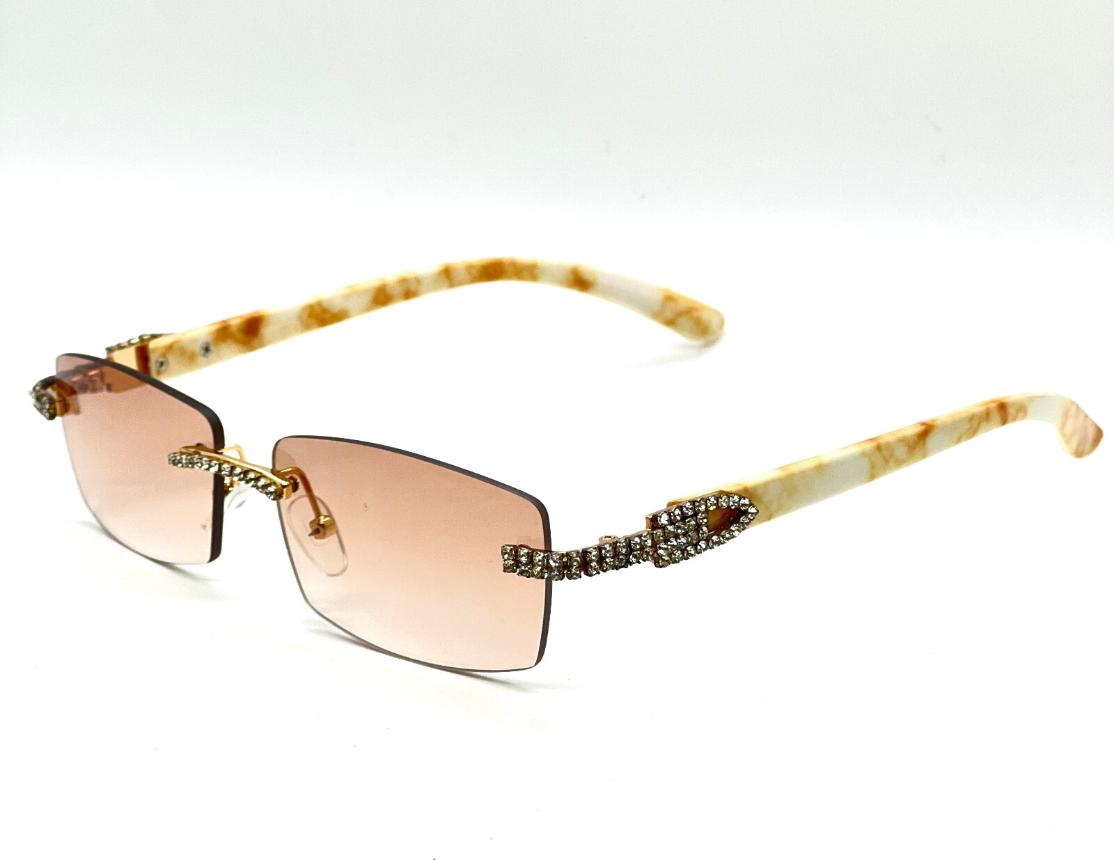 Diamond Sunglasses BUFF’S BLUE lens gold Buffs Retro vintage Hip Hop rapper Iced