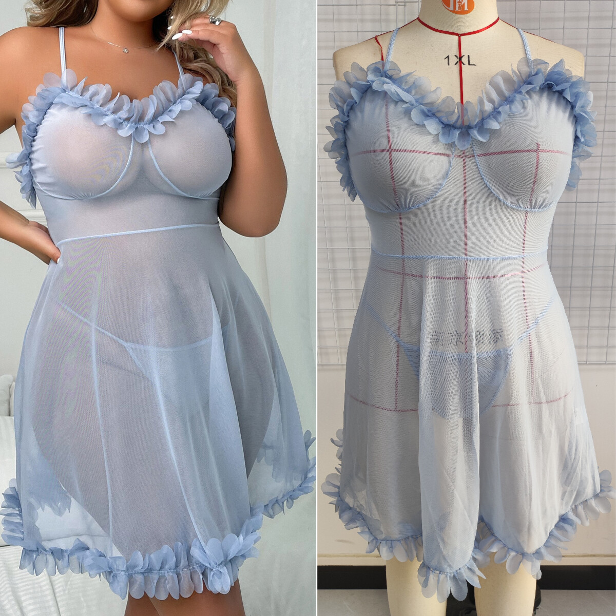 Women Lace Sexy-Lingerie Nightwear Babydoll Sleepwear Bodysuit Dress Plus Size