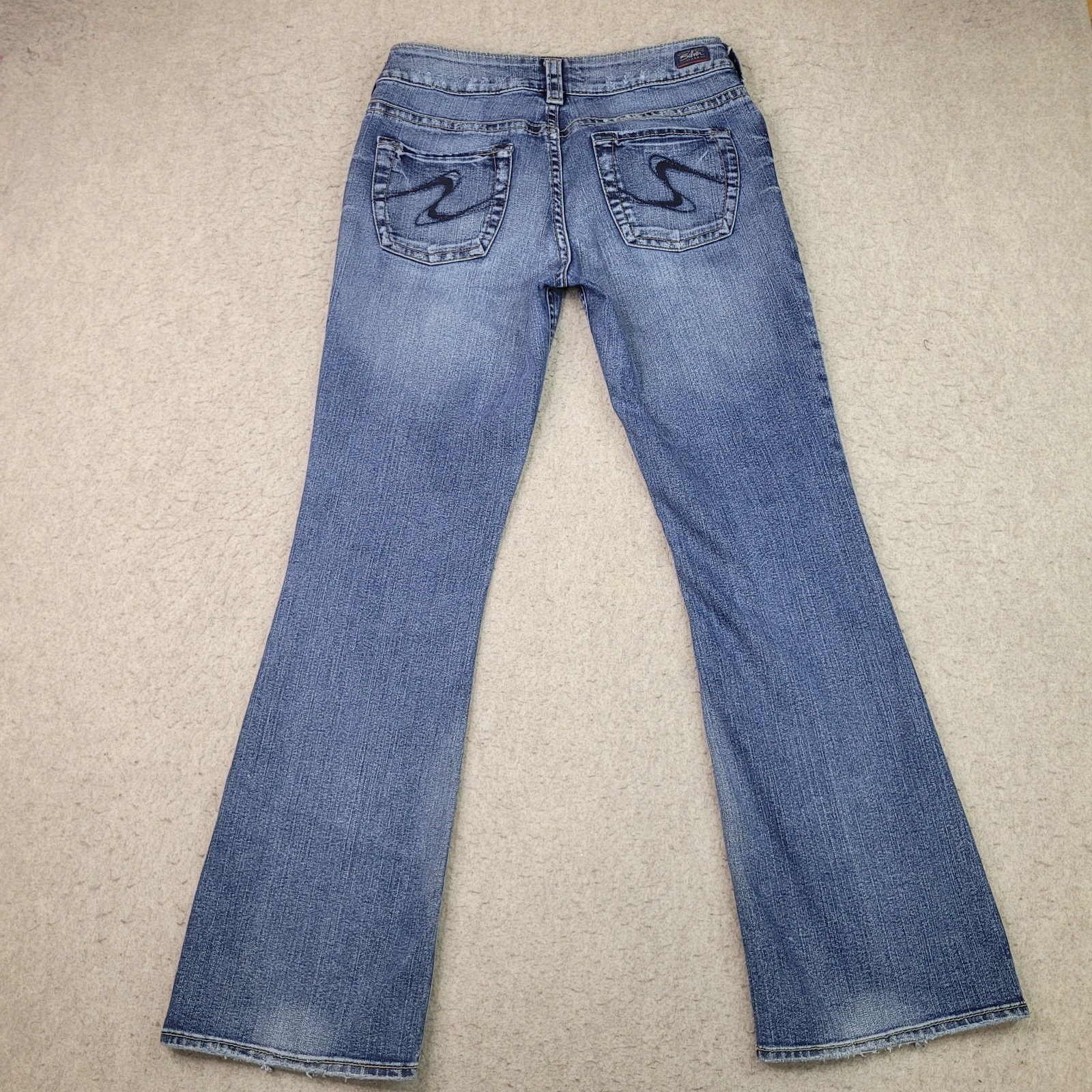 Silver Bootcut Jeans Womens 30 Blue Thick Stitch Distress Western Canada Vintage