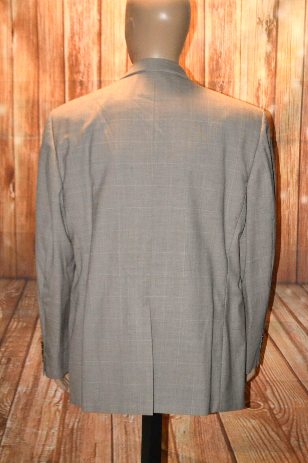 Nautica Men 100% Wool Gray Check 2 Front Button Suit Sz 46R Wst 40×30
