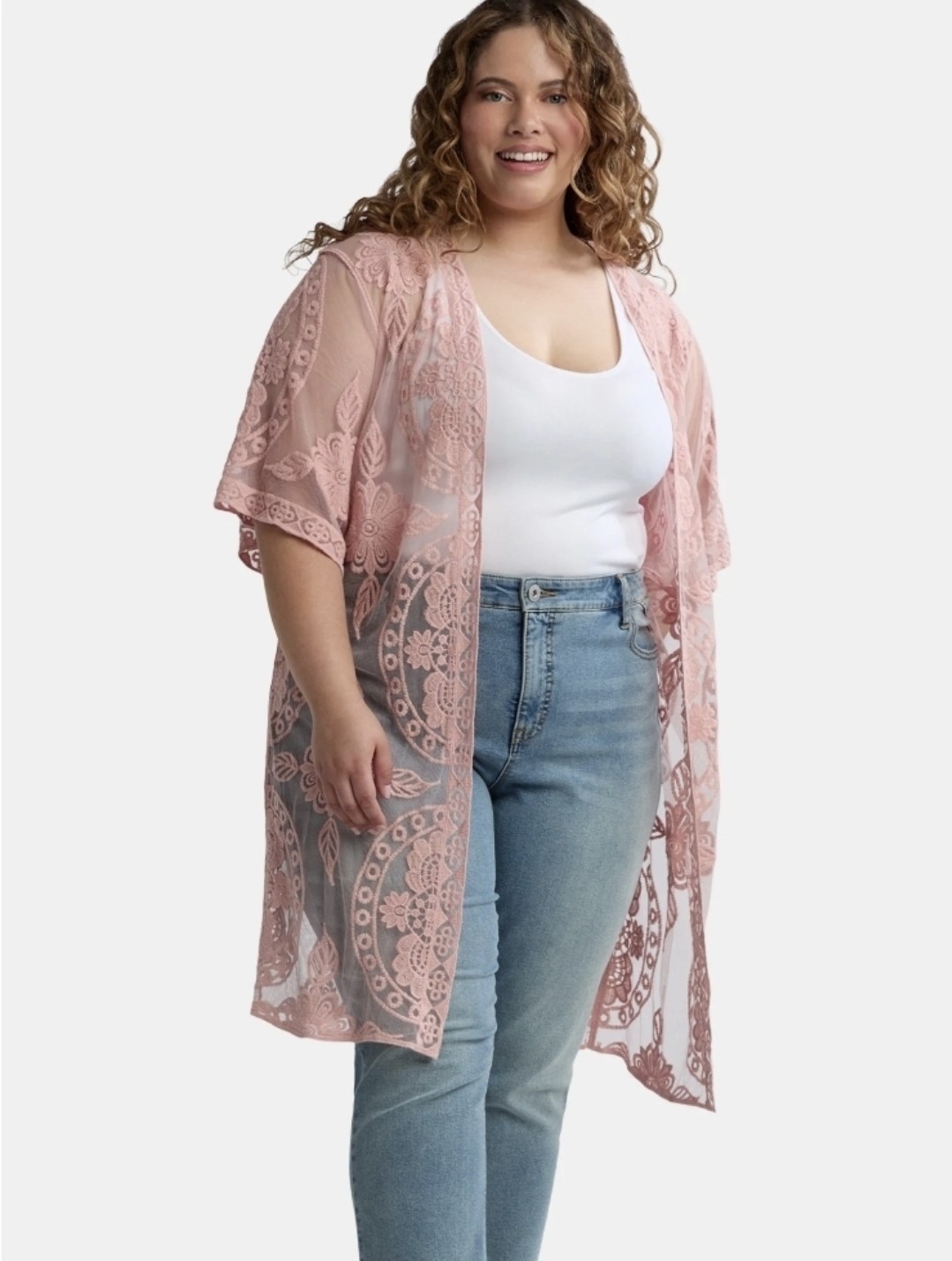 Plus Size Boho Hippie Ethnic Embroidered Lace Kimono Cardigan Duster 2xl-3xl
