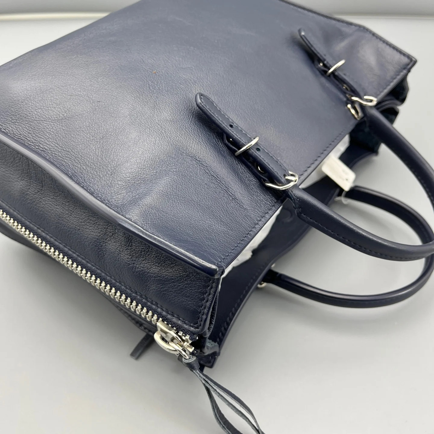 Balenciaga Studded Papier A6 Zip Around Tote Dark Blue Calfskin (ym051426d2r)