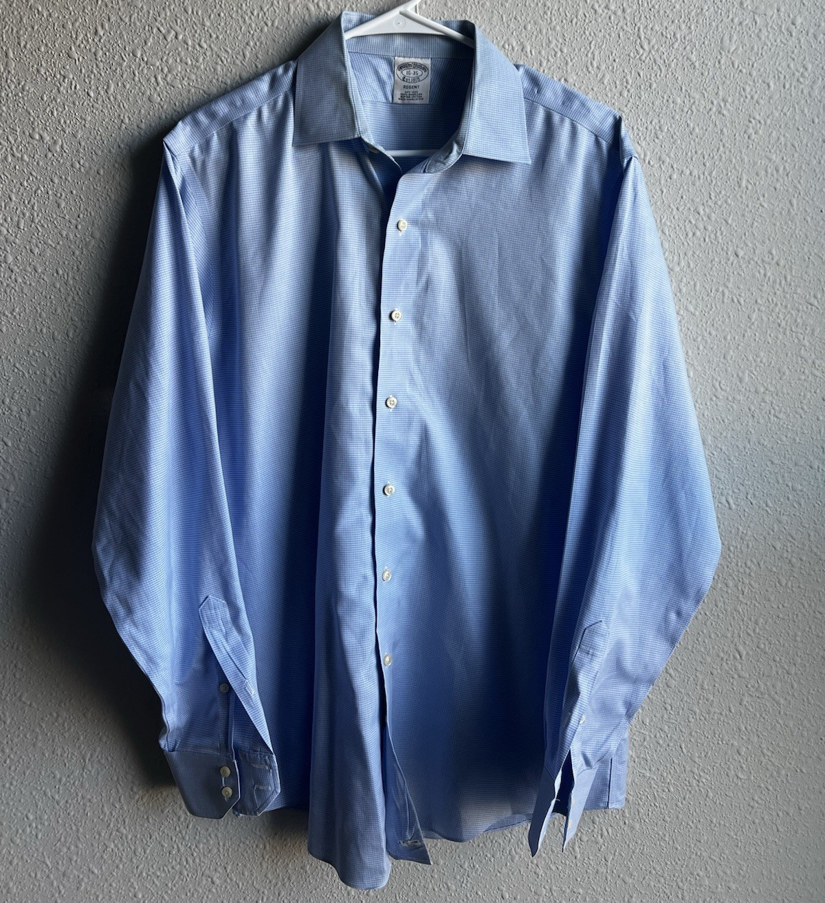 Brooks Brothers Dress Shirt Mens 16-35 Regent Fit Supima Herringbone Non-Iron