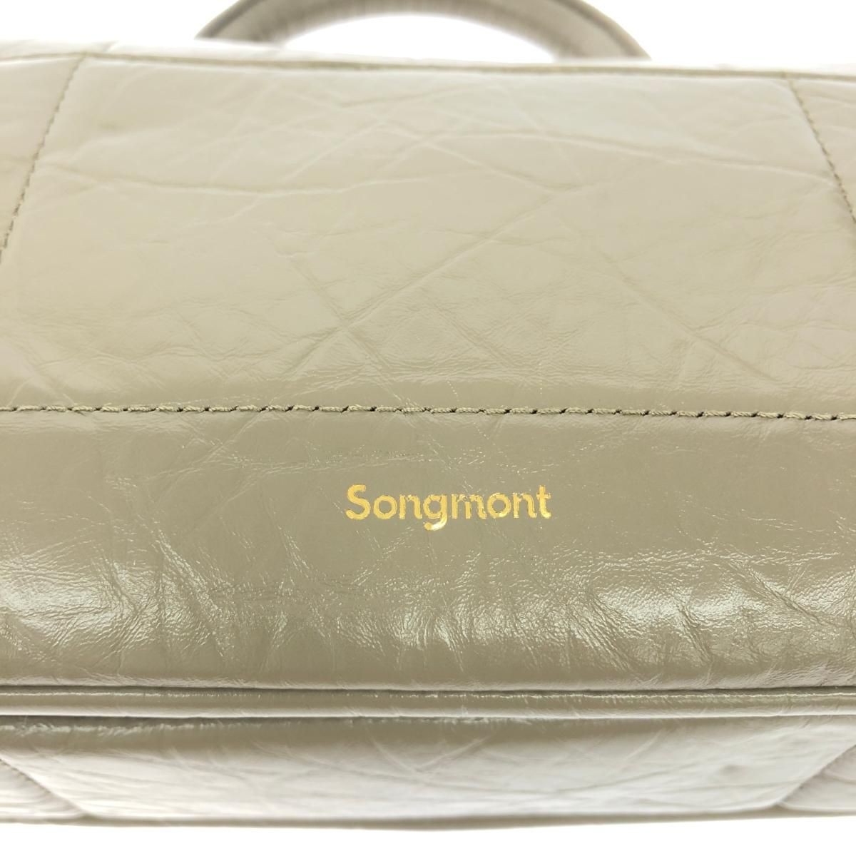 Songmont Satchel Handbag Purse w/Shoulder Strap Leather in Greige USED Good Cond