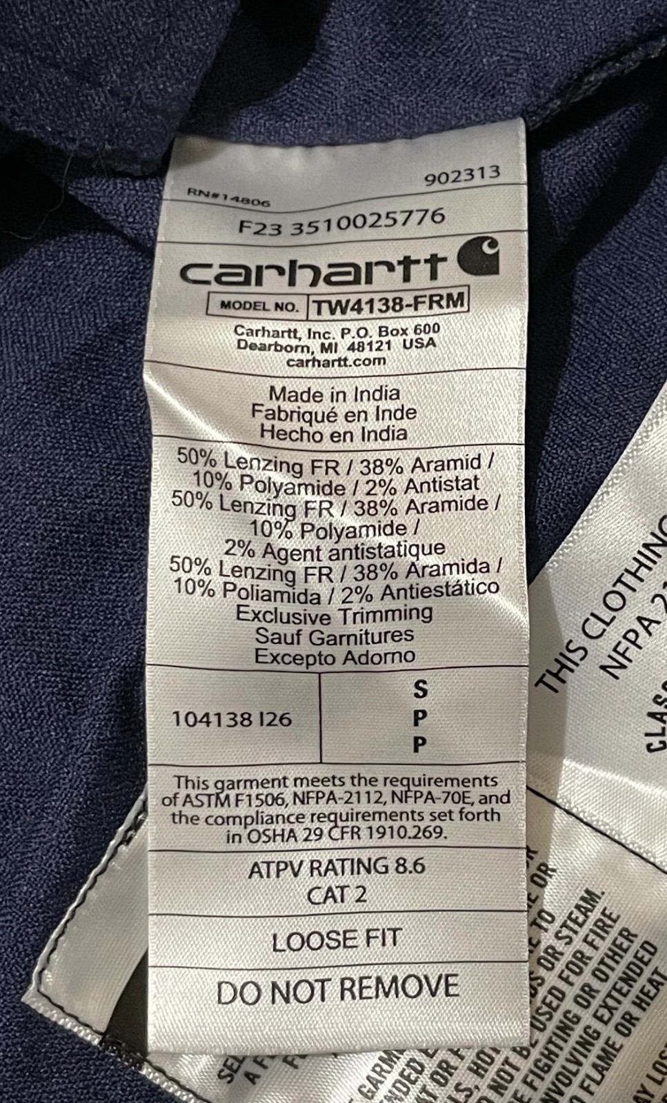 Carhartt FR Force Shirt Men’s S Blue Loose Fit Flame Resistant 2112 TW4138 NWT