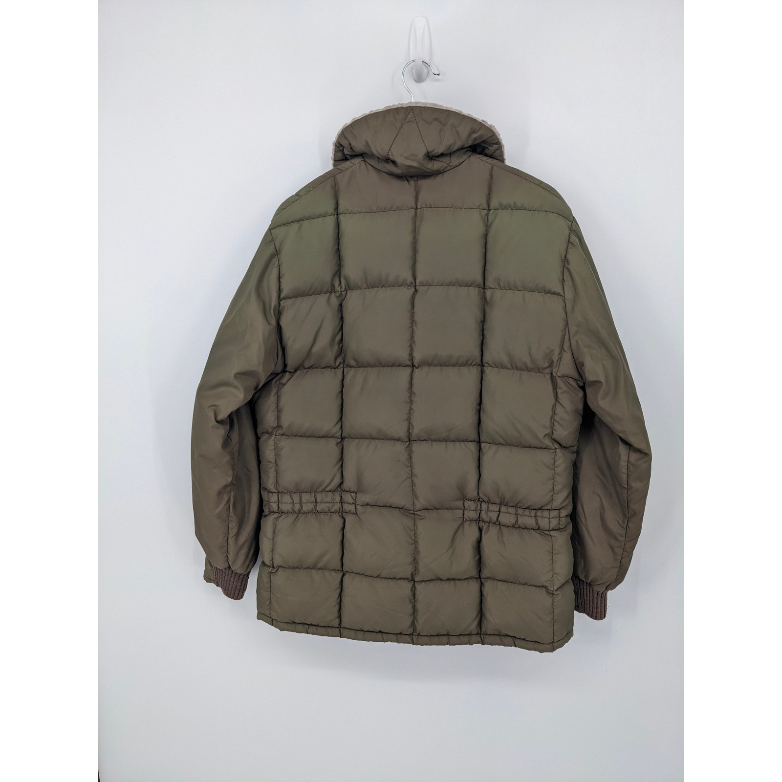 Vintage Tempco Goose Down Puffer Jacket Women 14 Green Sherpa Collar Made in USA