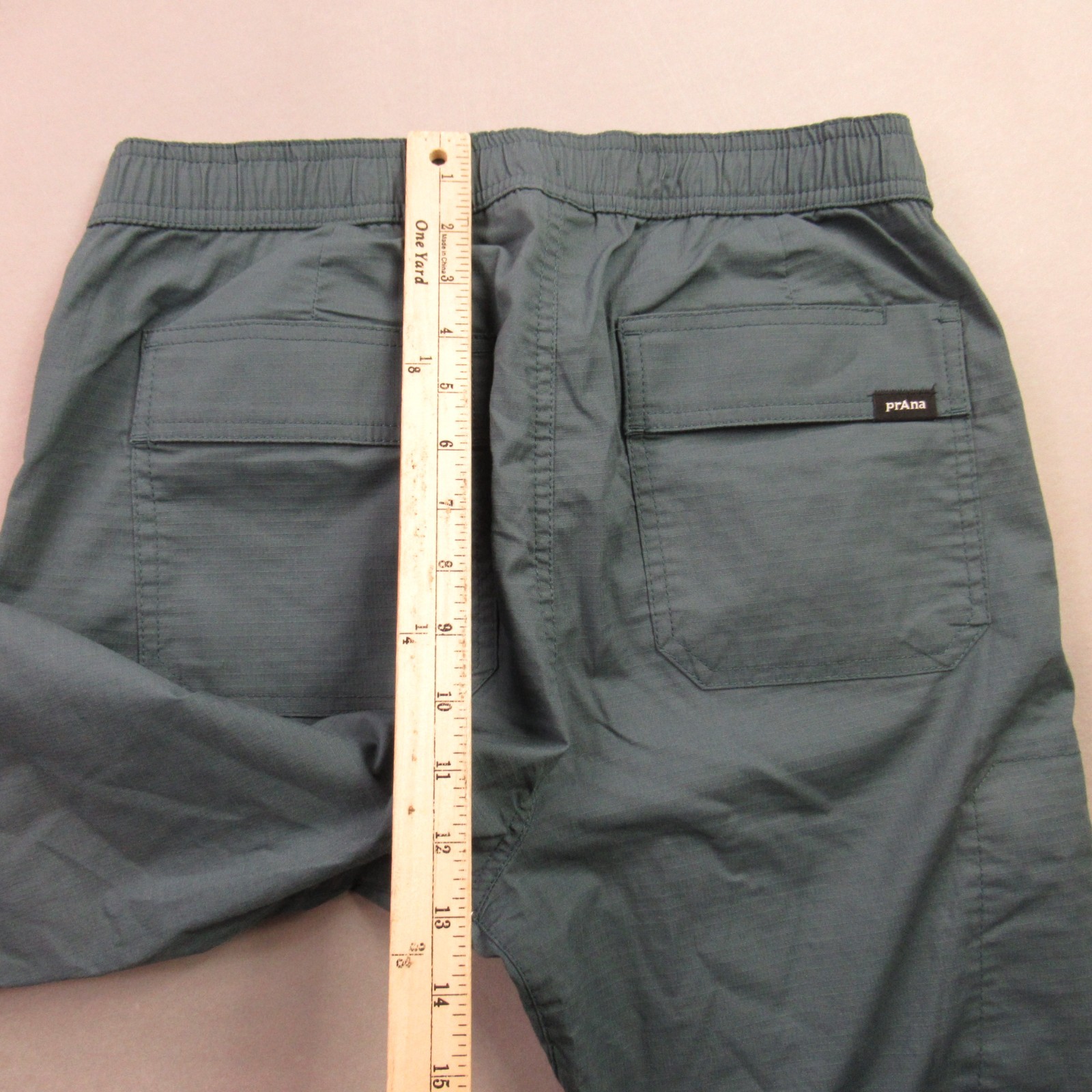Prana Pants Mens Small Chino Pockets Casual Elastic Waist Green Lightweight