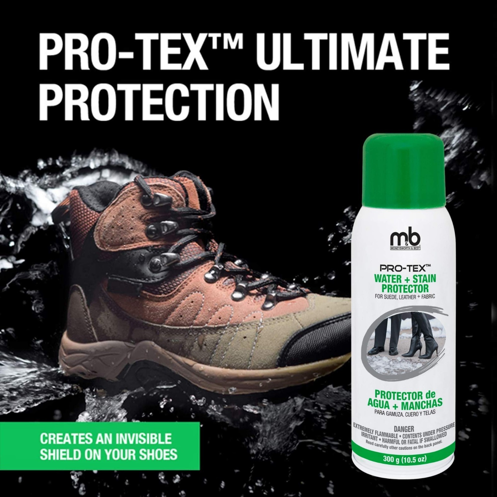 Moneysworth & Best Pro-Tex Water & Stain Shoe Protector (10.5oz) Pick Your Size