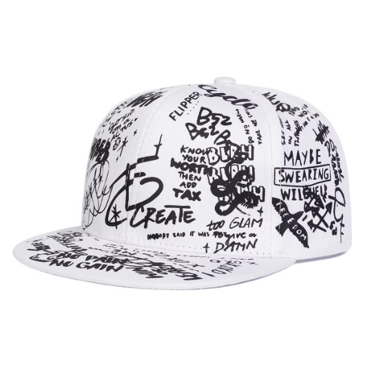 Unisex Black White Letter Print Baseball Cap Adjustable Casual Outdoor Hat