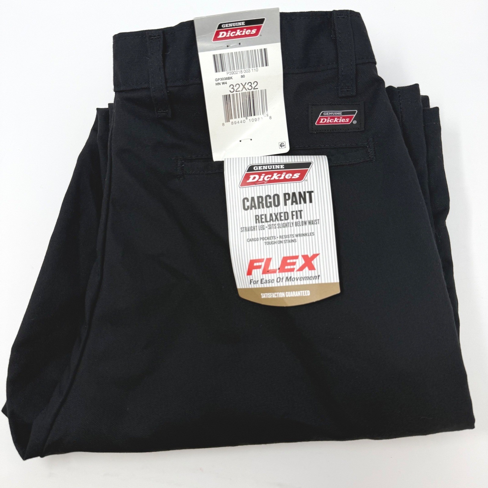 Dickies Mens 32×32 Black Relaxed Fit Flex Cargo Pants GP3038BK NEW