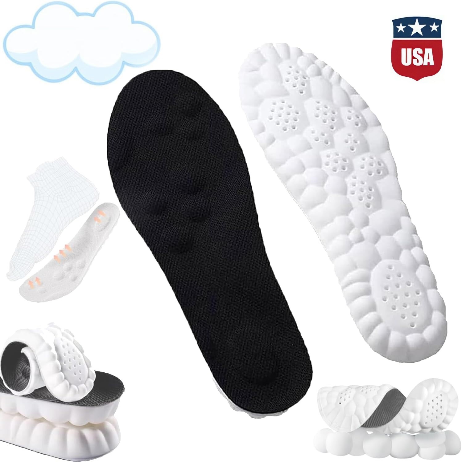 Shoe Insoles for Men Women Memory Foam Orthotic Shoe Inserts Sports Insoles USA