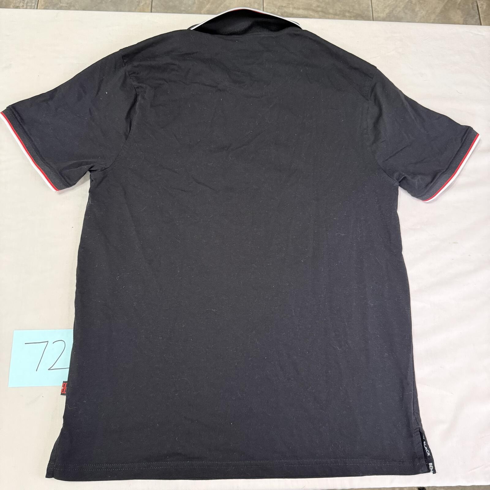 Benjamin Black Polo Shirt with Red White Trim Size L