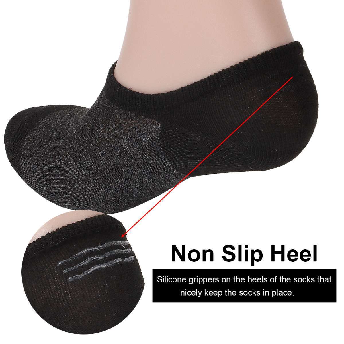 5 Pairs Mens Women No Show Invisible Nonslip Low Cut Socks
