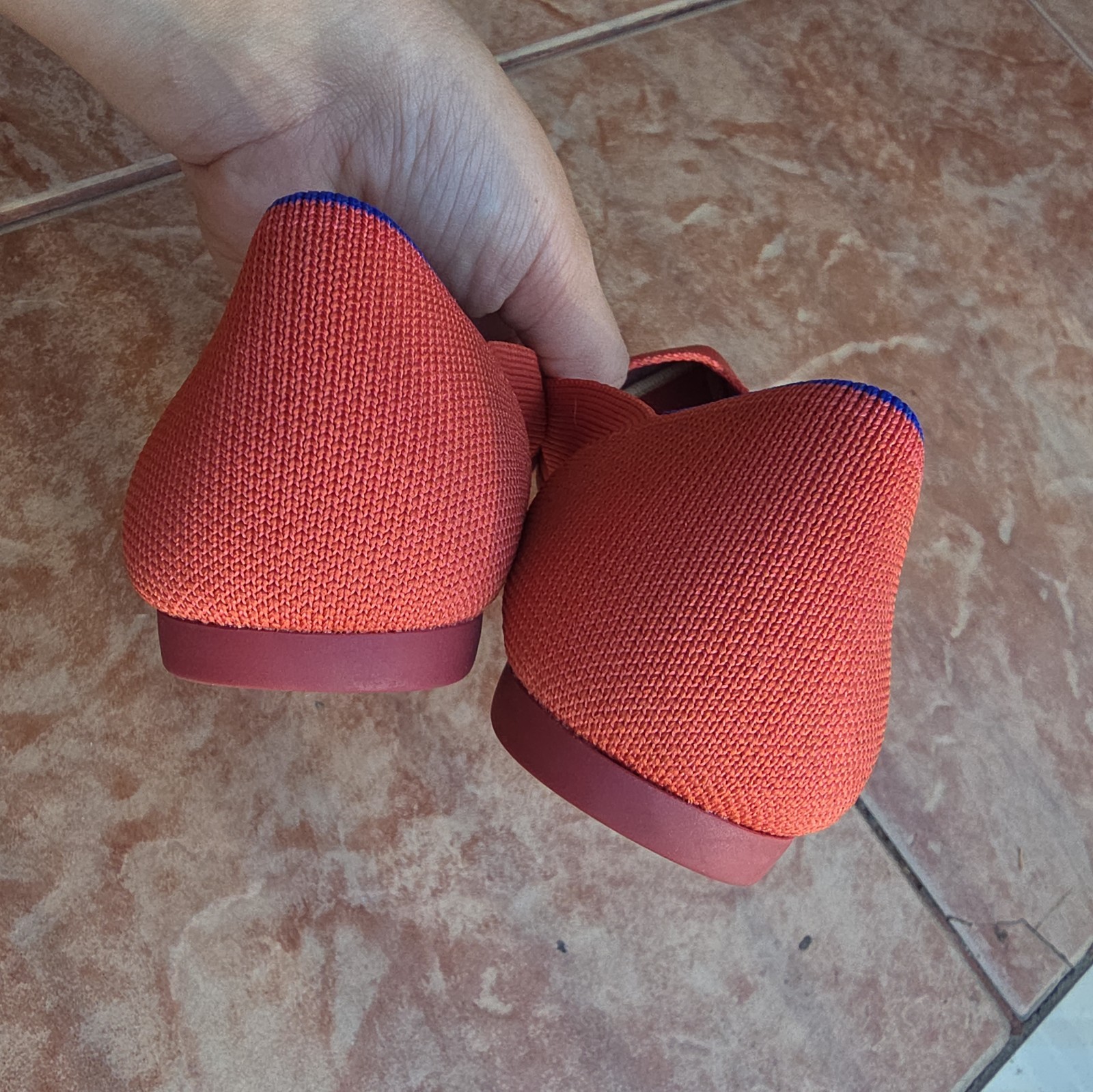 Rothy’s Point Copper Orange shoes flats NEW Size 8