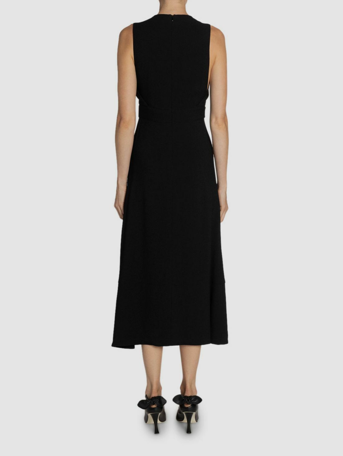 $1785 Proenza Schouler Women’s Black Sleeveless Barbell-Front Midi Dress Size 8