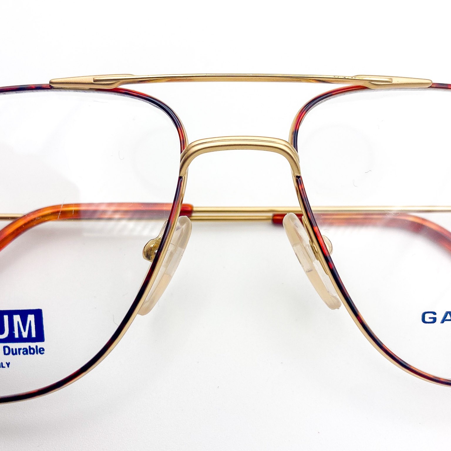 GANT USA Titanium Gold Tortoise Aviator Eyeglass Frames Vintage NOS