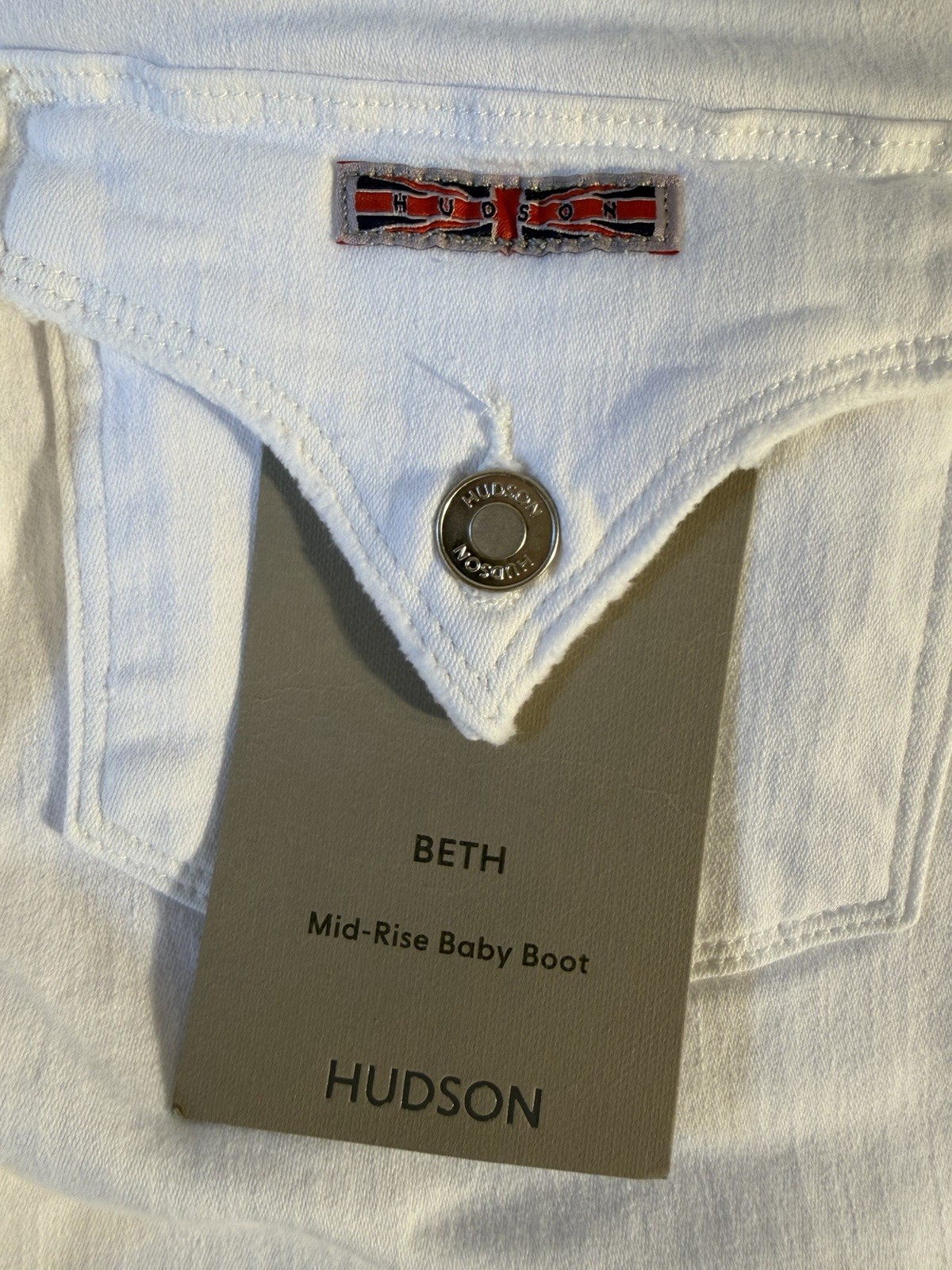 HUDSON Women’s White Mid-Rise Slim Bootcut Jeans 5-Pocket Logo Button