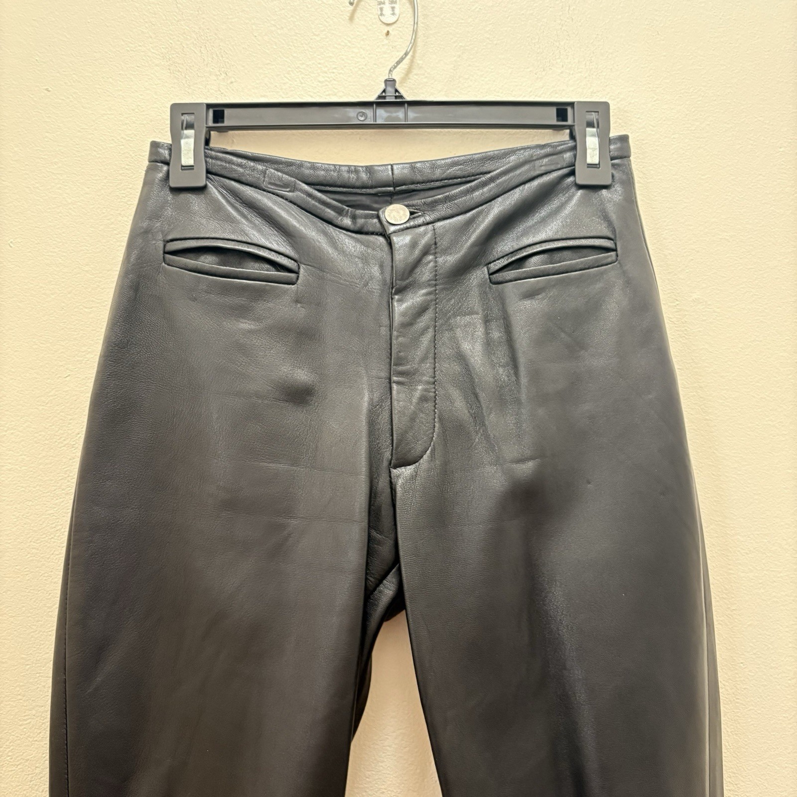 Vintage Arrow USA Black Western Cowboy Carter 100% Leather Pants Size 4 Small