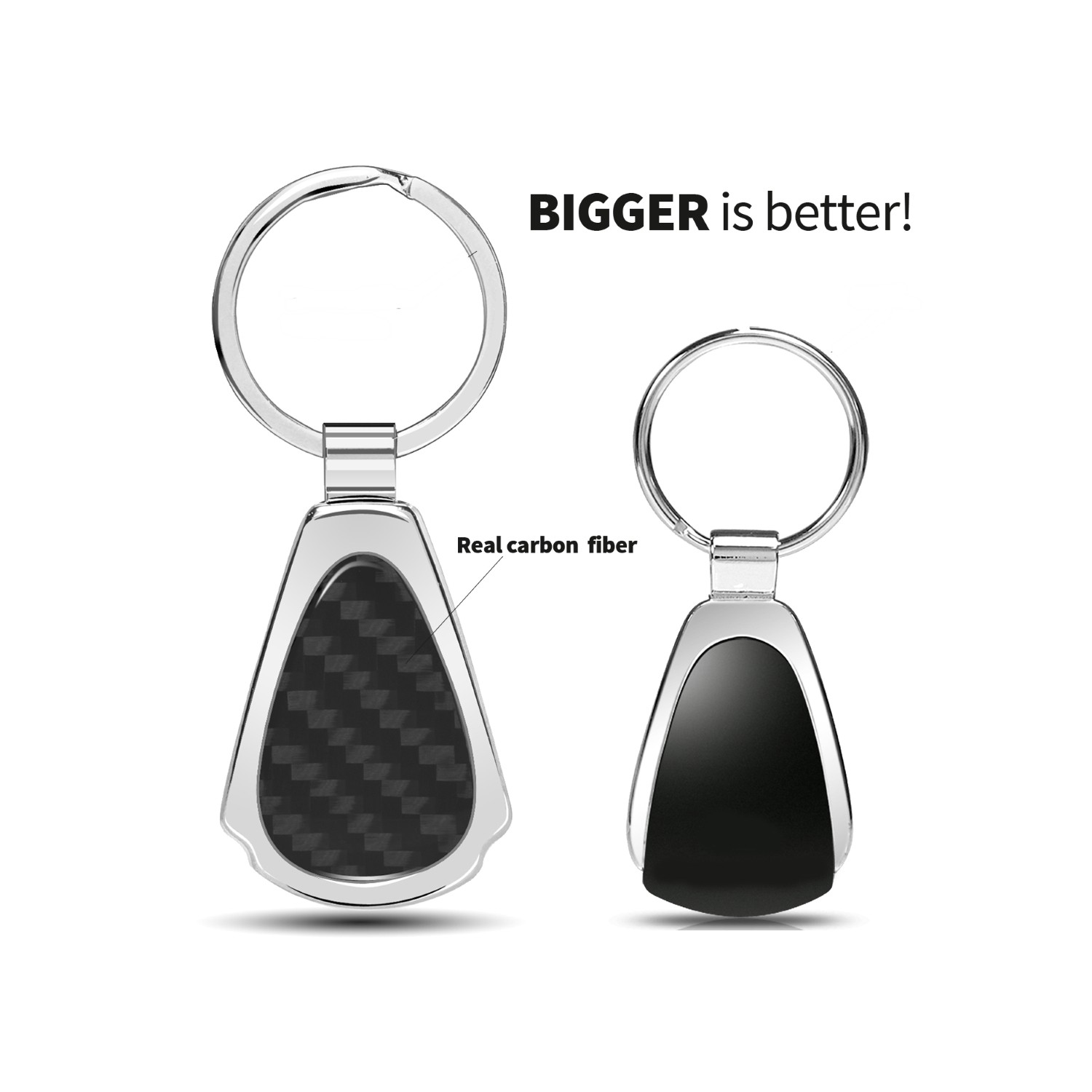 United Kingdom UK Flag Real Black Carbon Fiber Gunmetal Gray Teardrop Key Chain