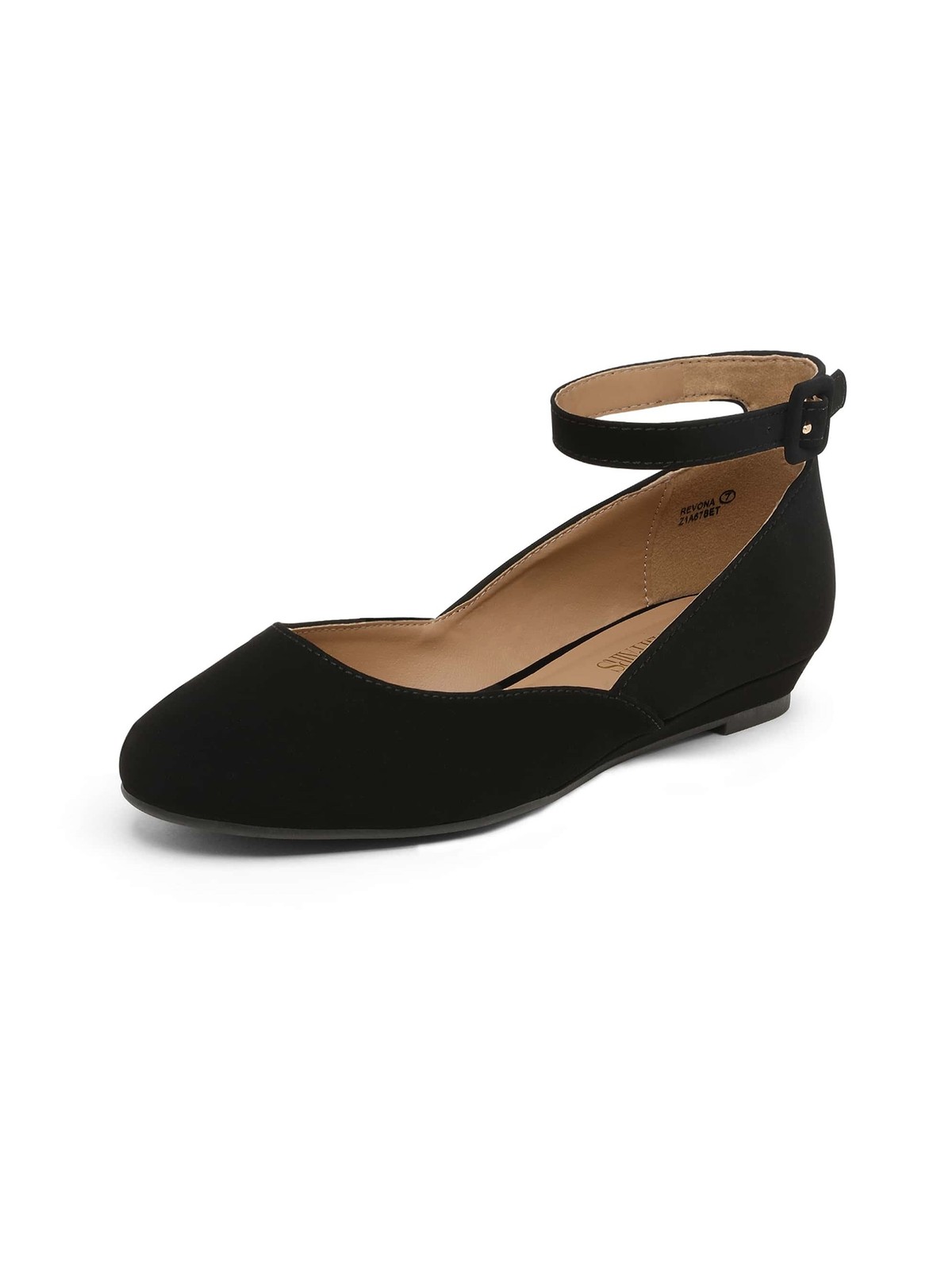 DREAM PAIRS Women Low Wedge Heel Ankle Strap Close Toe Ballet Flat Shoes