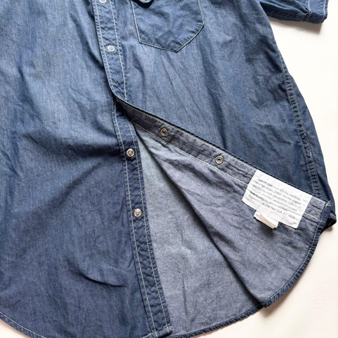 Engineered Garments Denim Short Sleeve Shirt M USA Made Cotton Indigo F/S