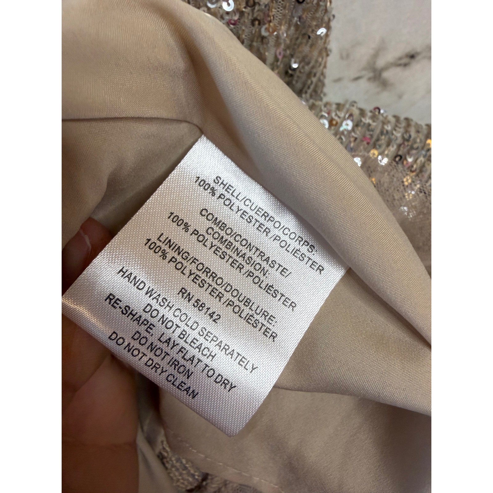 Gal Meets Glam Sequin Bow Shoulder Mini Dress Champagne Silver Size 10 NYE Party