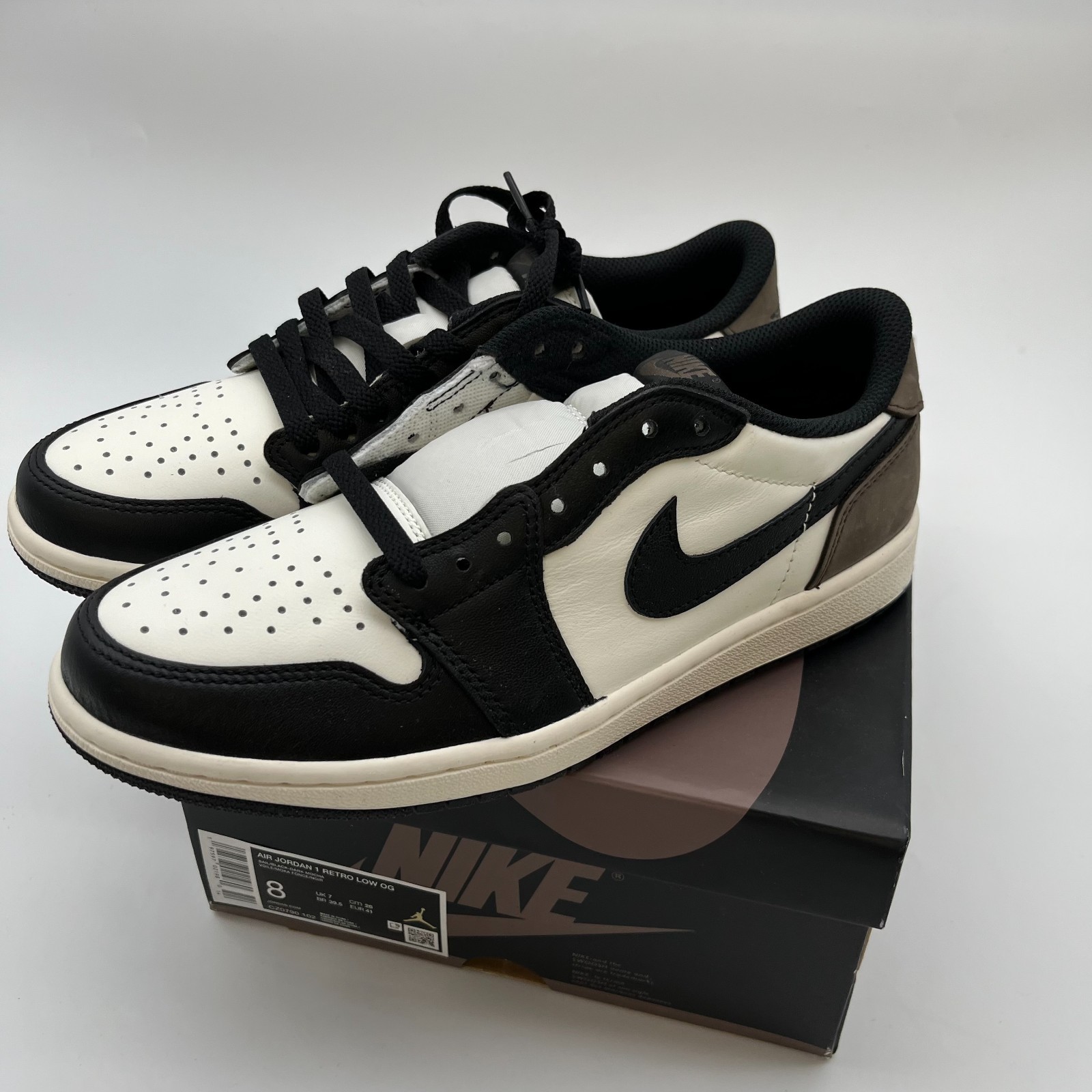 Nike Air Jordan 1 Low OG Sneakers Men’s Mocha Black Lace-Up Atheltic Trainer – 8