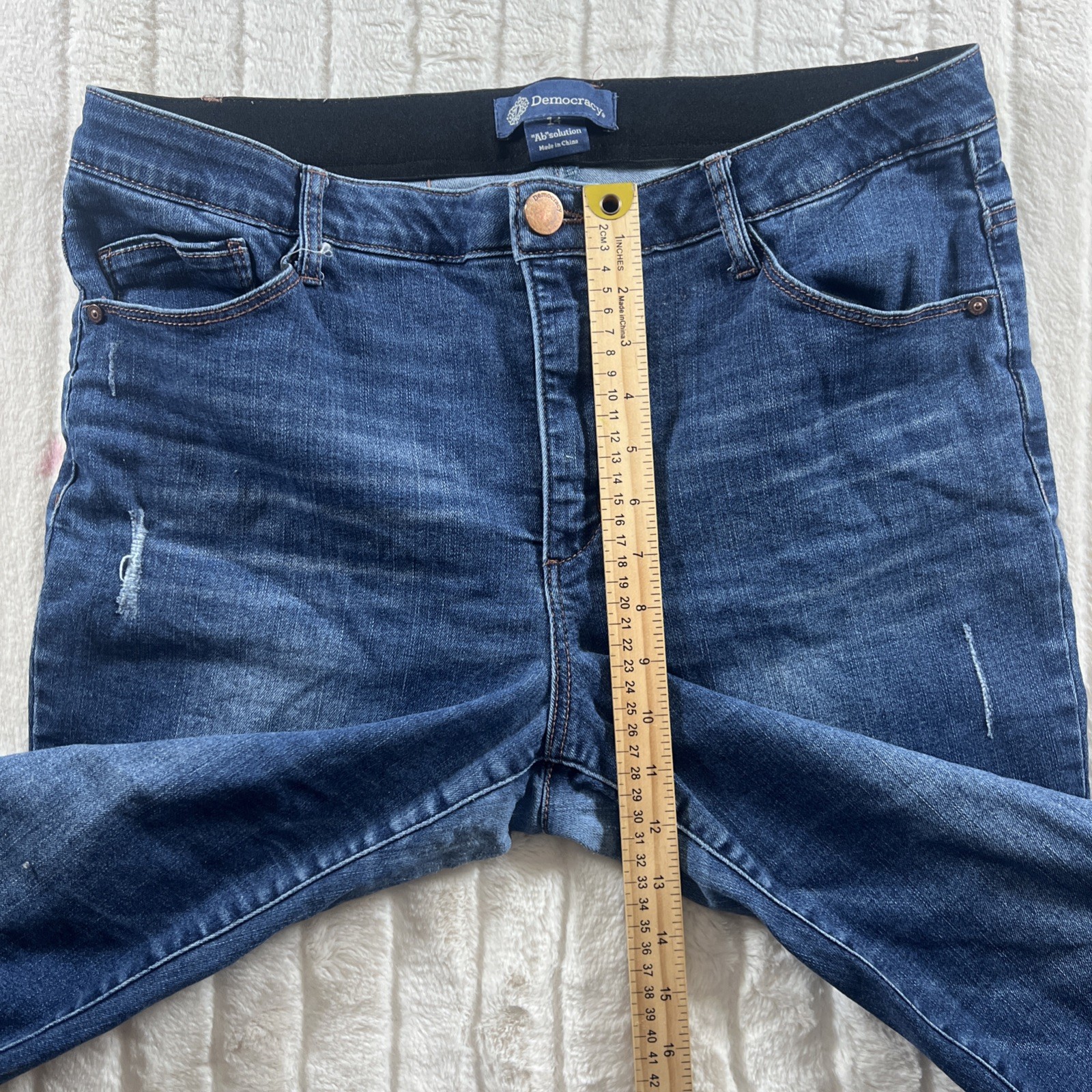 Democracy Jeans Womens 14 Blue Ab Technology Skyrise Wide Leg Crop Utility