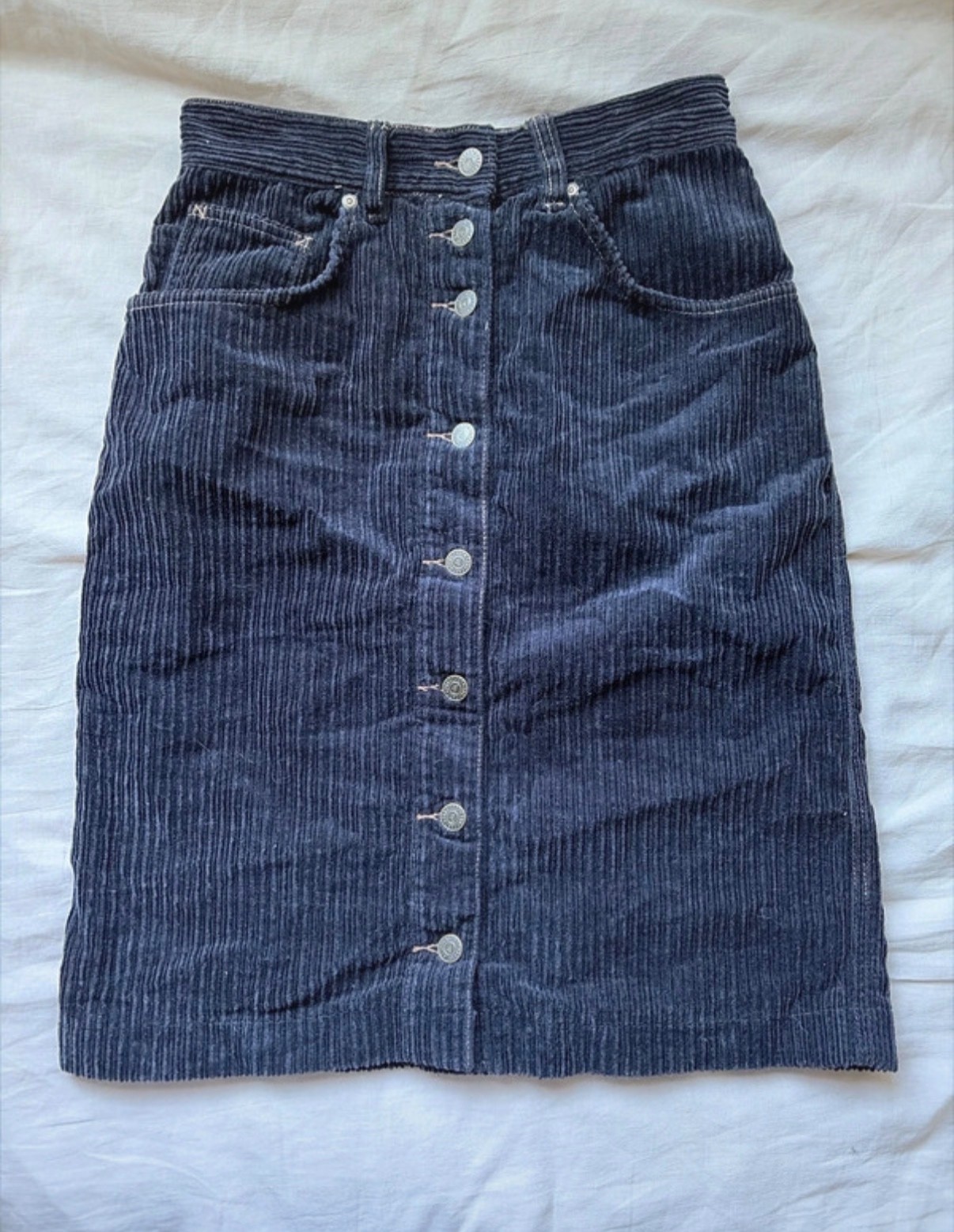Dark blue corduroy skirt forecast