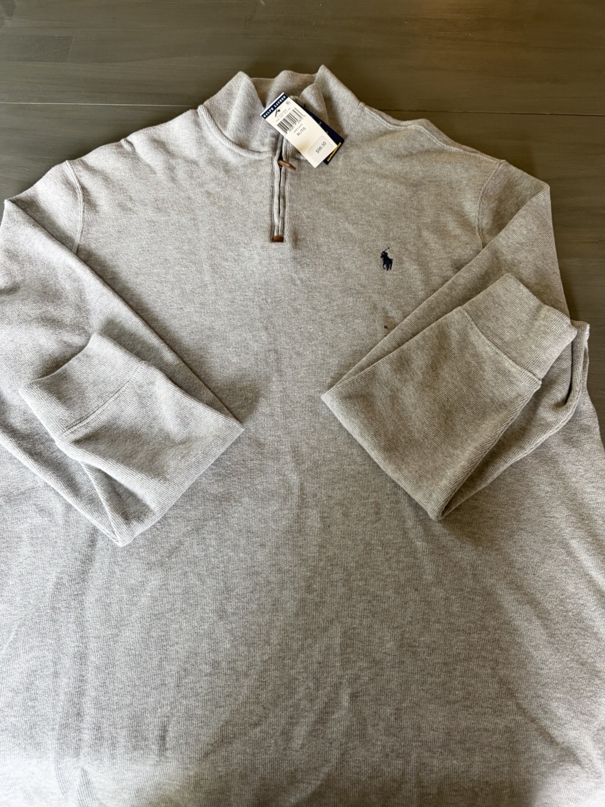 Polo Ralph Lauren Quarter Zip Gray Green Horse Pull Over Size XL