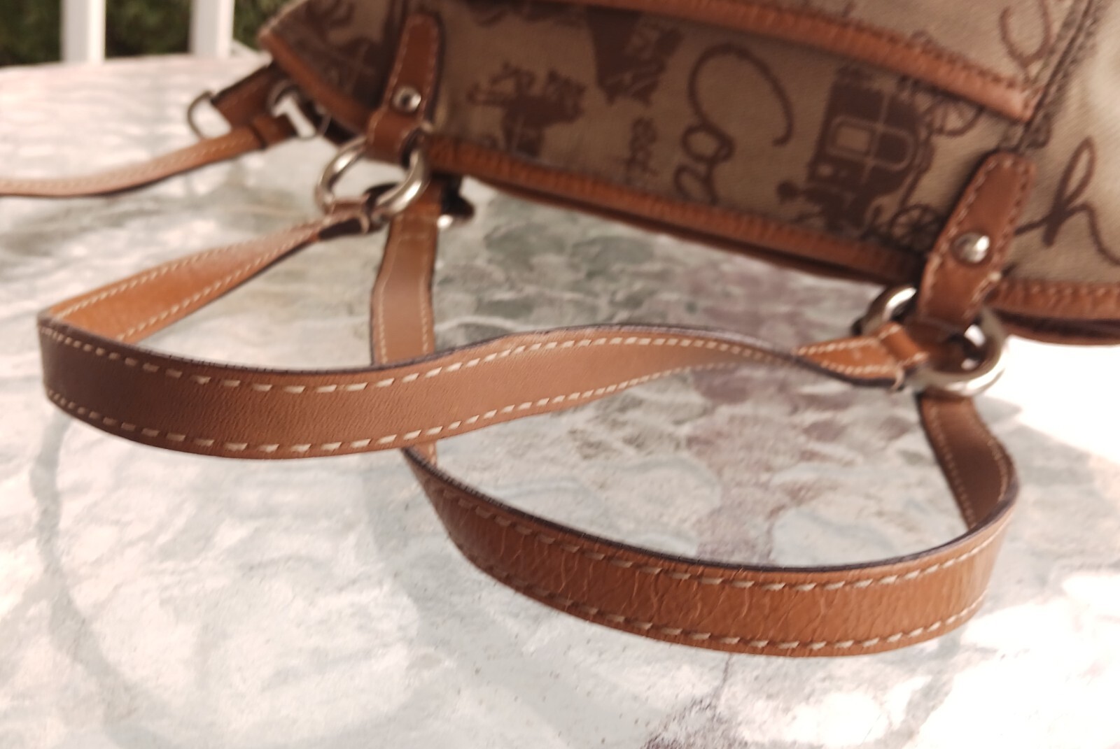 Coach F14855 SMALL Leah Beige Canvas Logo Turnlock Detail Crossbody