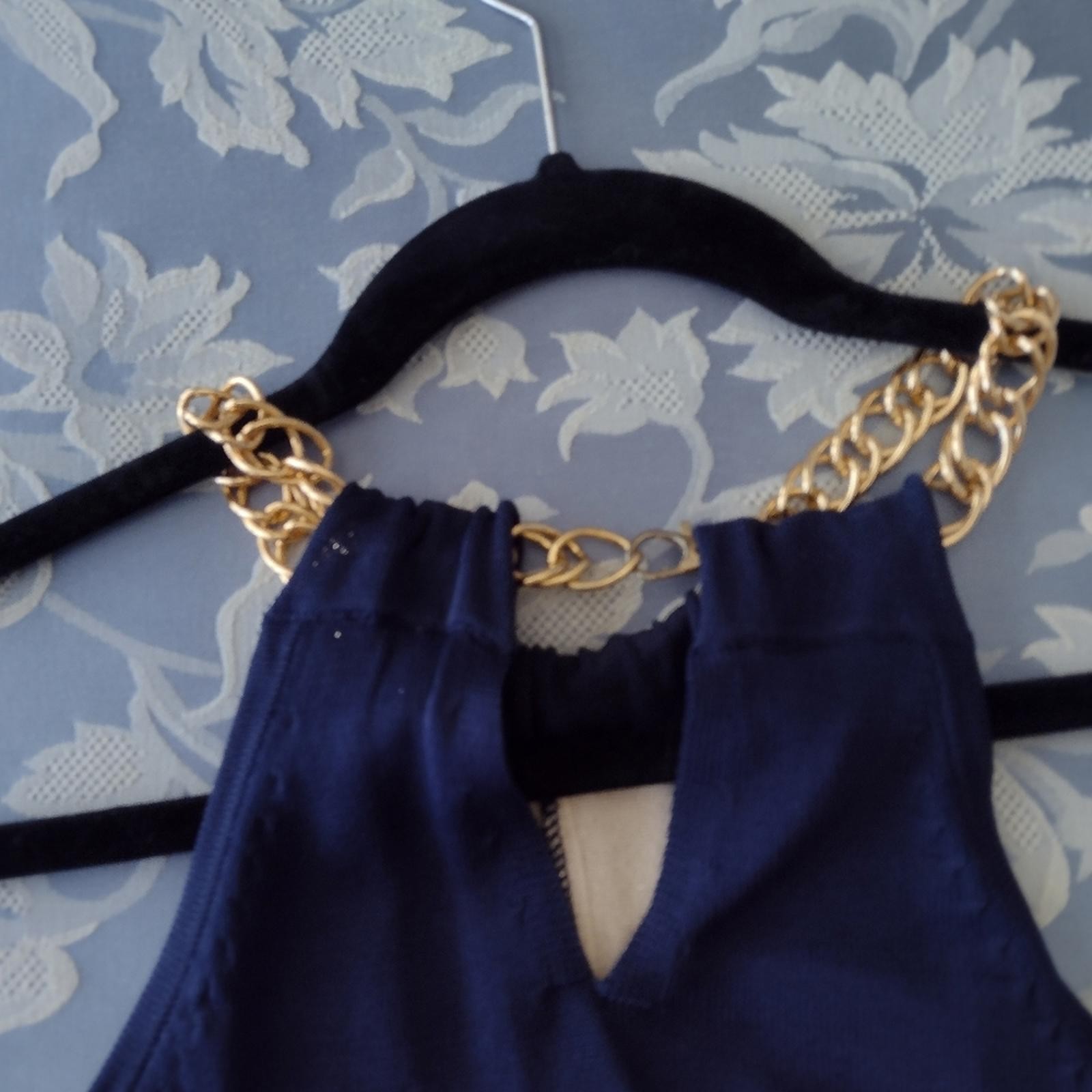 Navy and Gold Chevron Stripe Sweater Tank