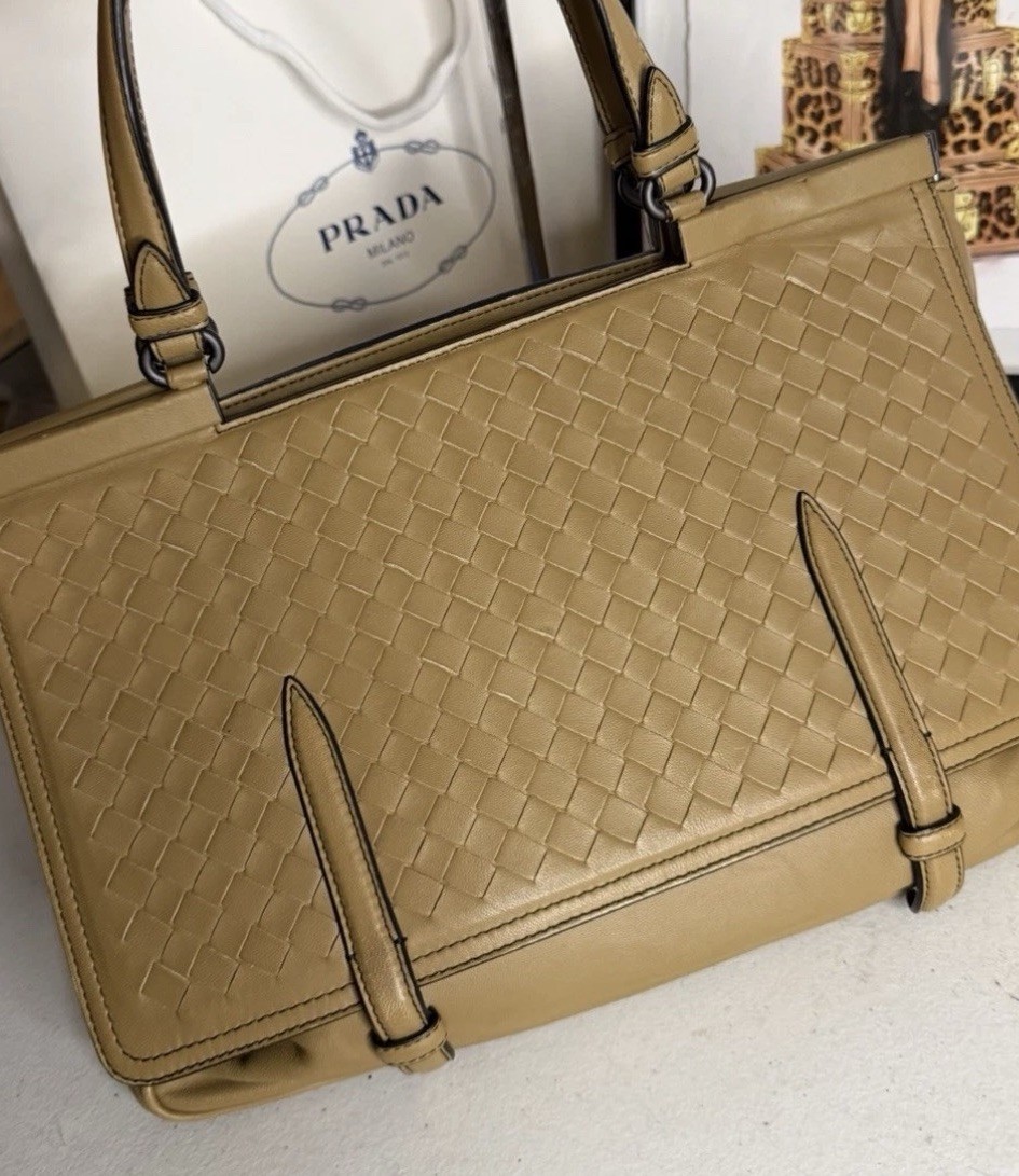Authentic Bottega Veneta Intrecciato Monaco Tote Bag Leather Shoulder