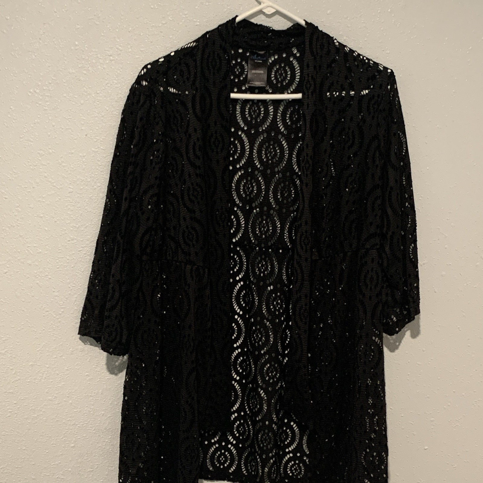 Catalina Black Sheer Lace Open-Front Kimono size L