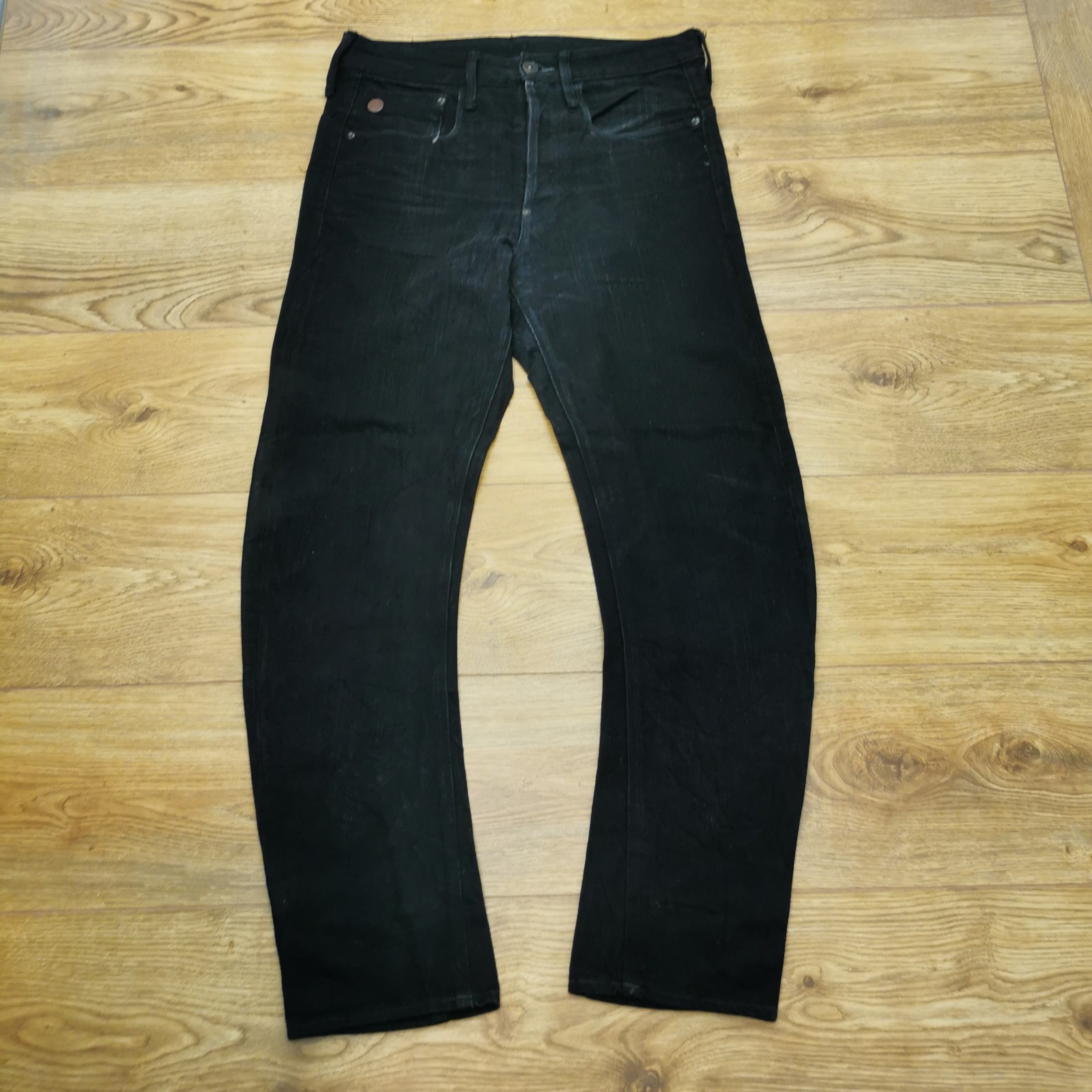G Star Type C 3D Jeans Mens W32 L30 Black Loose Relaxed Fit Tapered Leg Button