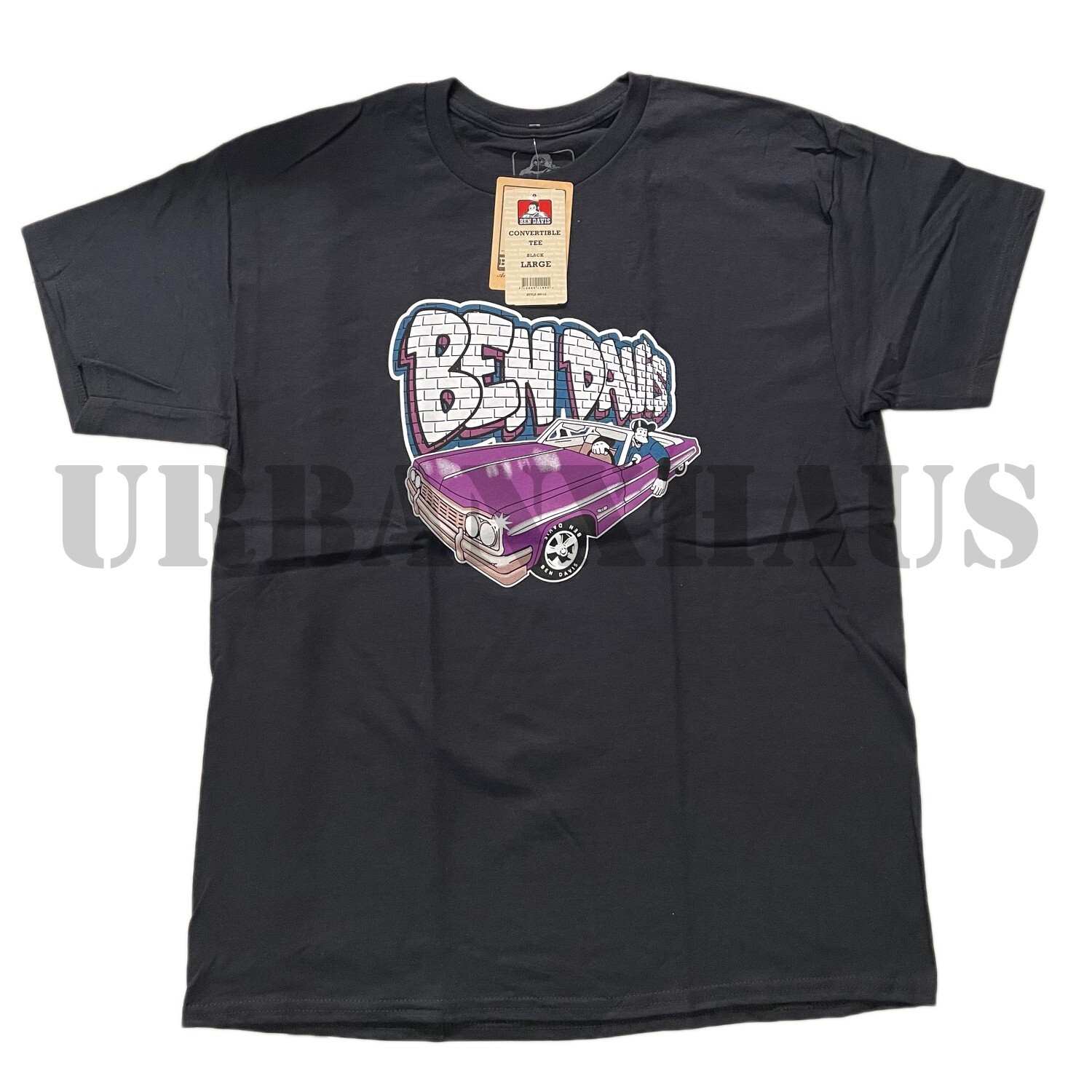 BEN DAVIS MEN’S SHORT SLEEVE T-SHIRT CONVERTIBLE LOGO PRINT (S-3XL)