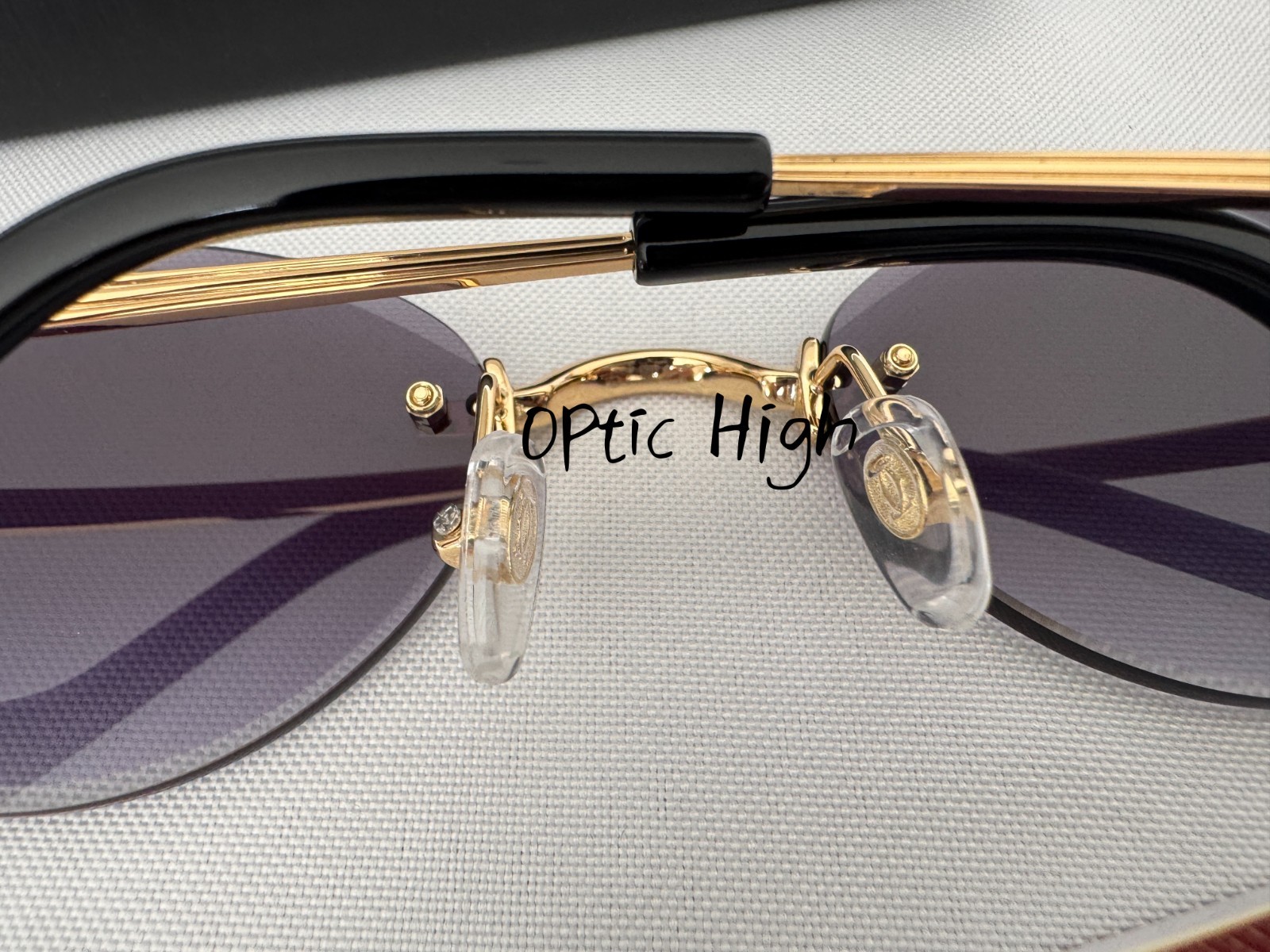 Cartier CT0487S Big C Frameless BLACK Lens Gold Frame
