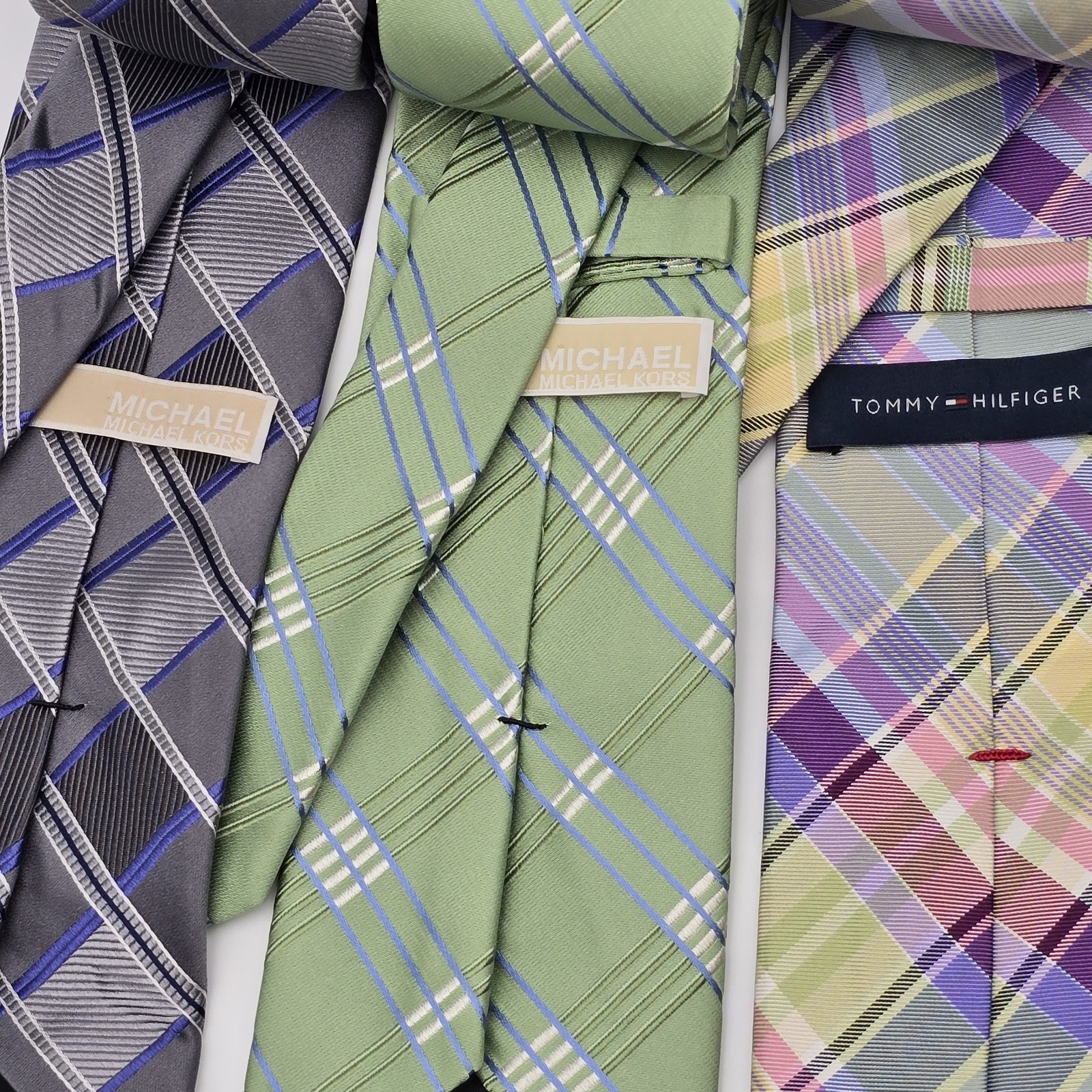 Designer Silk Tie Lot 3 Michael Kors Tommy Hilfiger Mens Work Office Neckties
