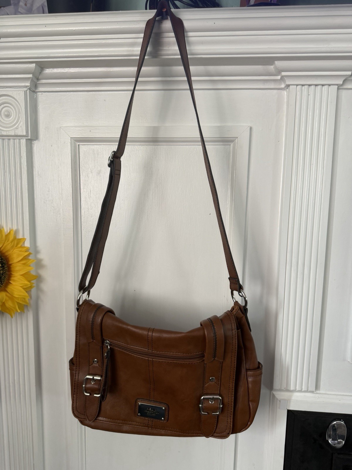 Relic Brown Crossbody Shoulder Bag Flap Zip Magnetic Buckle Silver Hardware