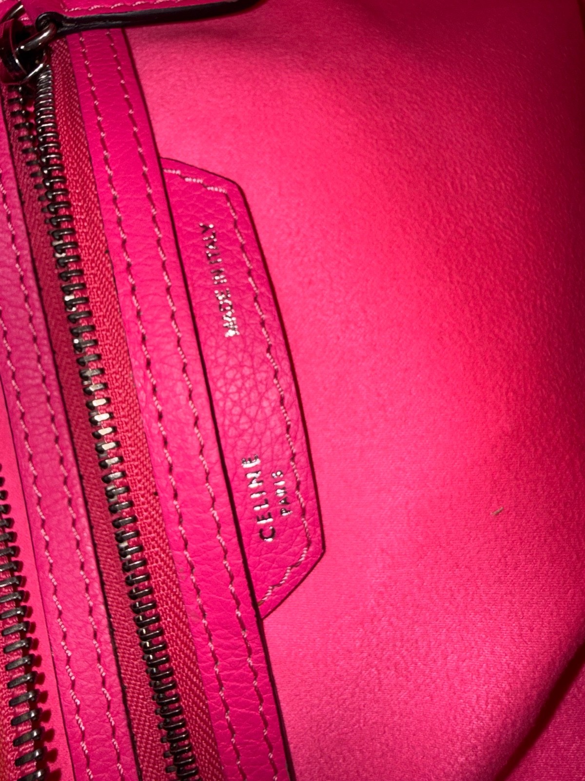 Celine Micro Luggage Tote Bag Pink Drummed Leather Top Handle (small phantom)