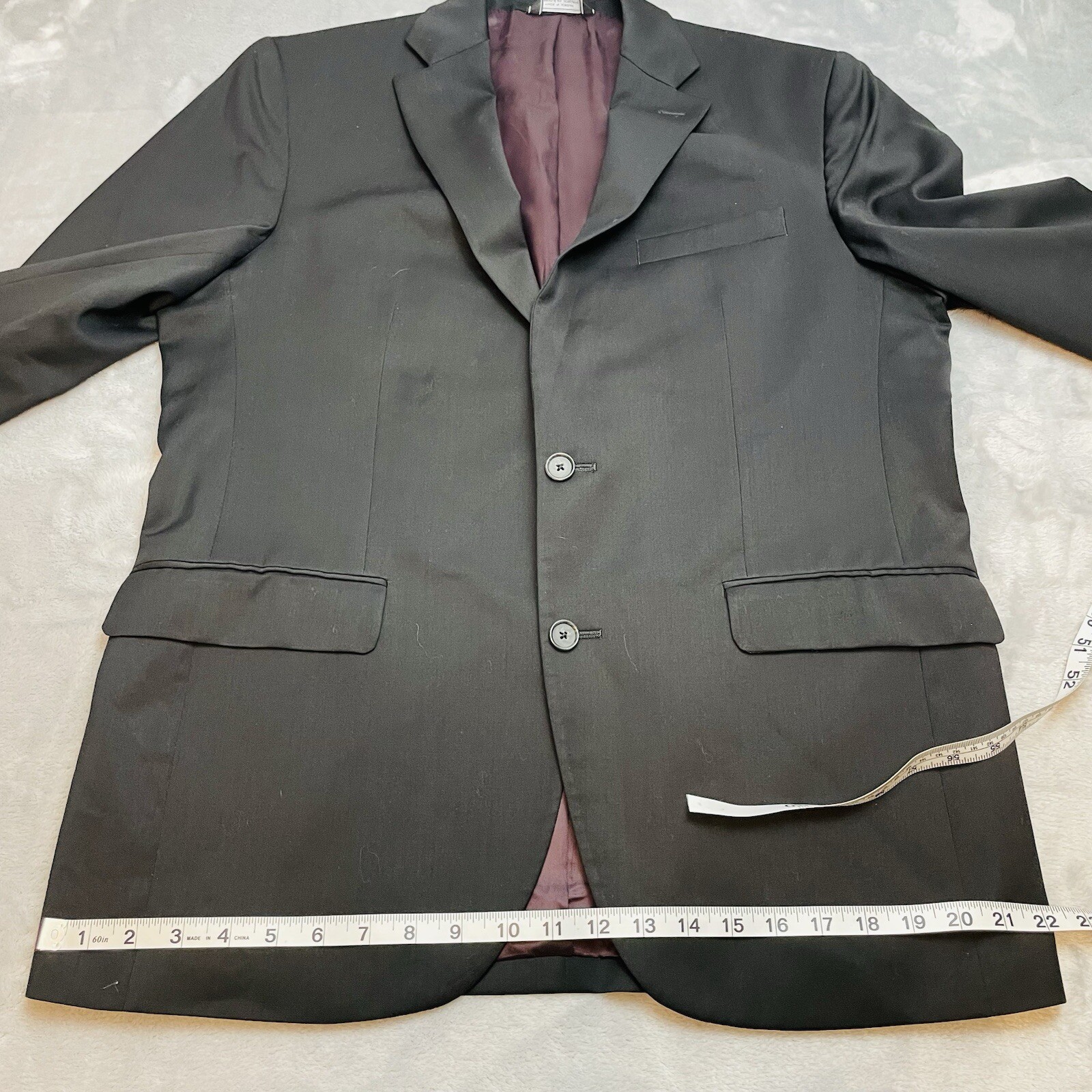 Saks Fifth Avenue Mens Everest Blazer Jacket Size 42R Black Marzotto 100% Wool