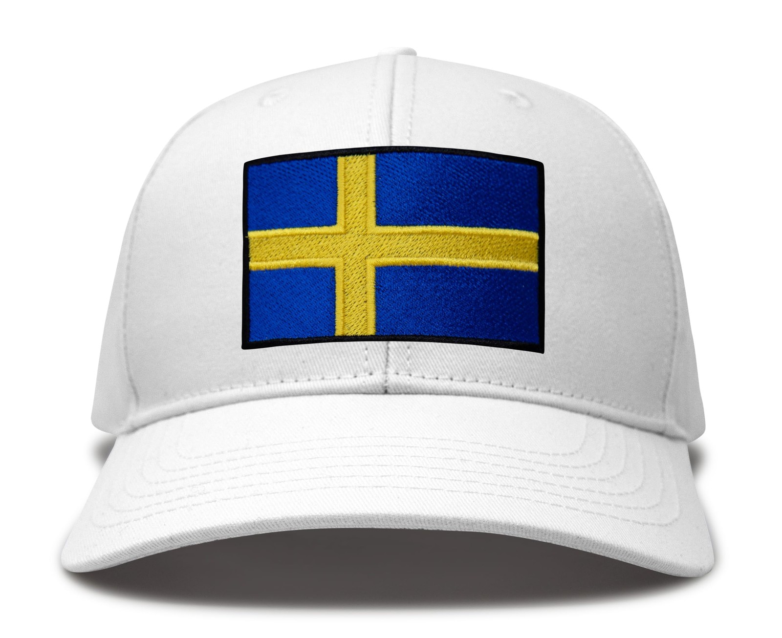 Swedish Flag Hat for Men and Women – Snapback Trucker Baseball Cap (All White)