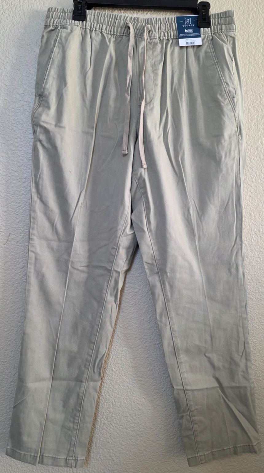 George Men’s Khaki Stonewash Twill Jogger Pants Size M (32-34) BRAND NEW