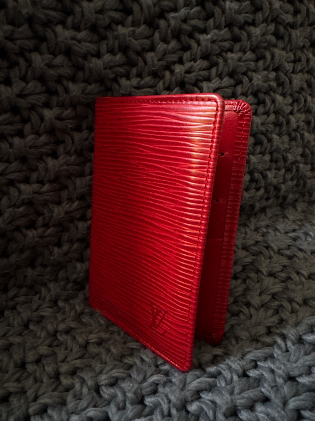 Louis Vuitton Epi Red Leather Passport Cover Card Holder Wallet