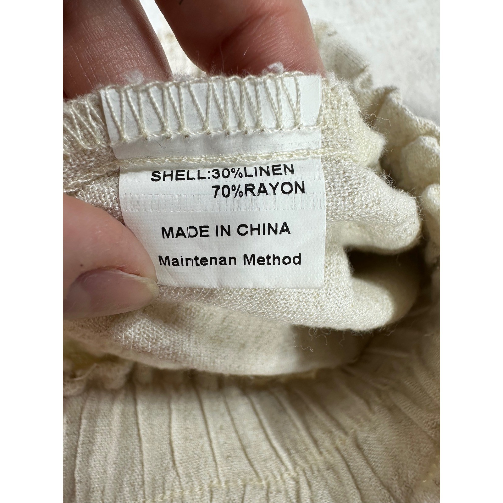 Anrabess Linen Blend Wide Leg Pants Beige Paperbag Waist Drawstring Small