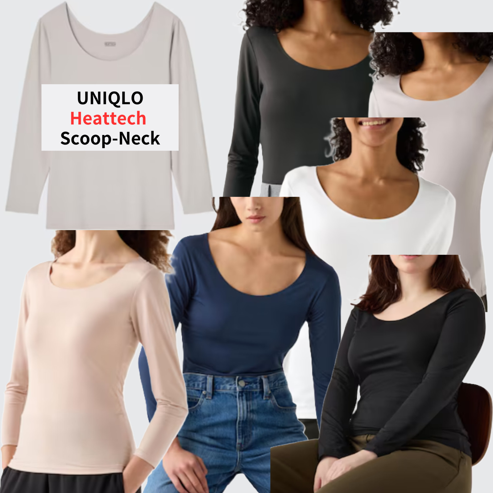 UNIQLO Heattech Scoop-Neck T Long-Sleeve XS-3XL 6 Colors Women Japan FS