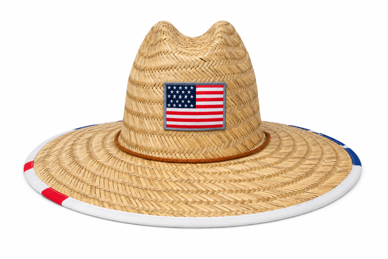 Men’s Wide Brim Straw Lifeguard Beach Hat, Various Patterns, 16.5″ Brim, Outdoor