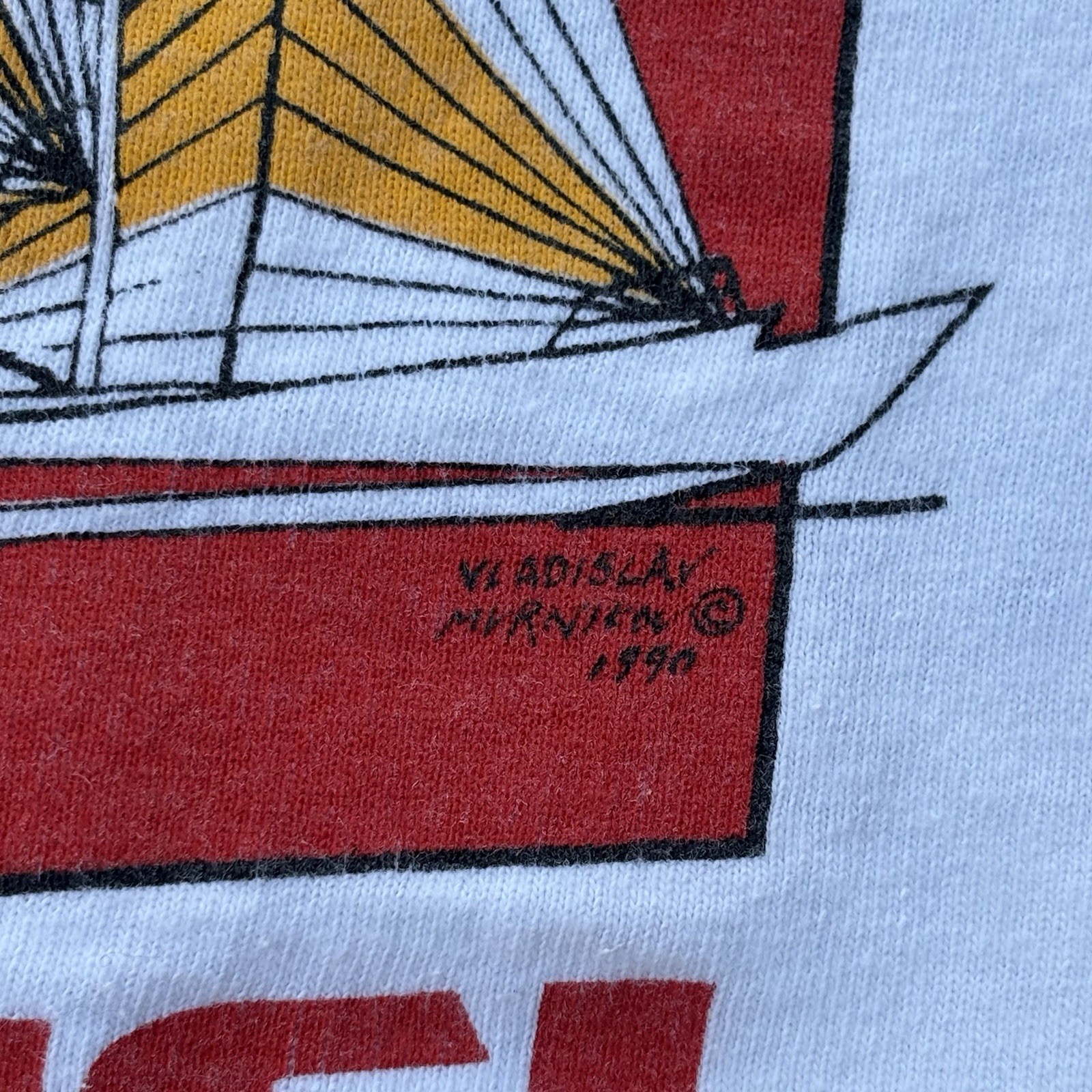 Vintage United State Soviet USSR sailing Team Round The World Race 1990 Shirt XL
