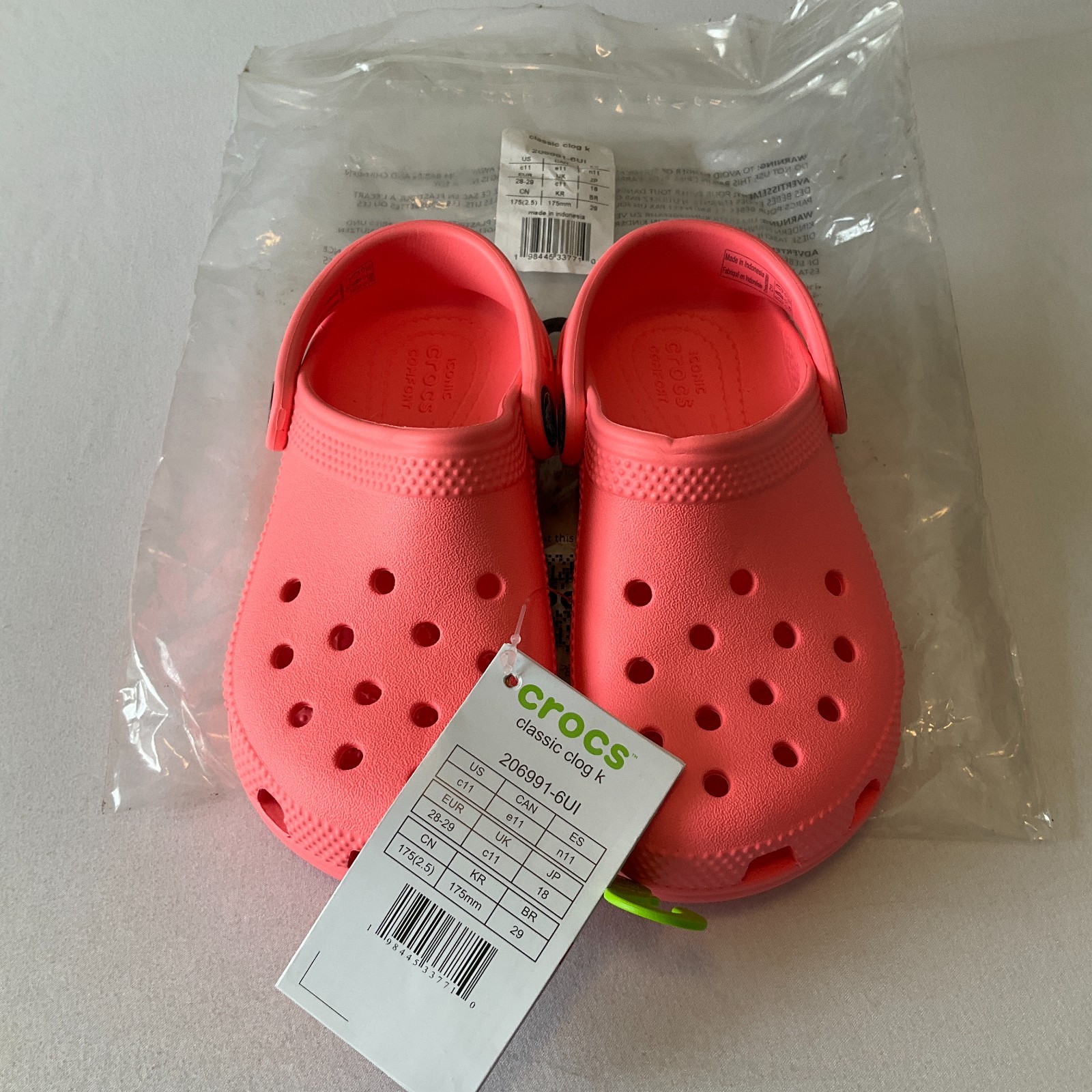 Crocs Classic Clogs Kids Size C11 Pink